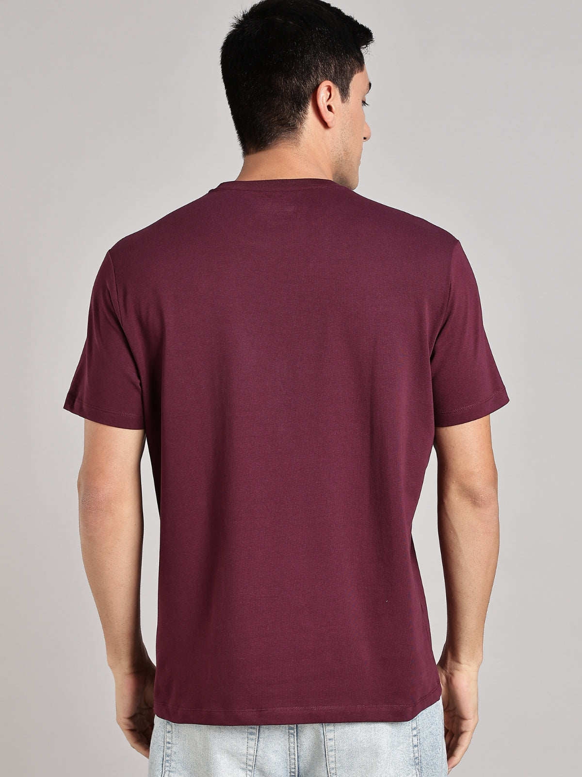 Solid Men's Premium Muscle Fit Cotton Crew T-shirt K Workday Wine