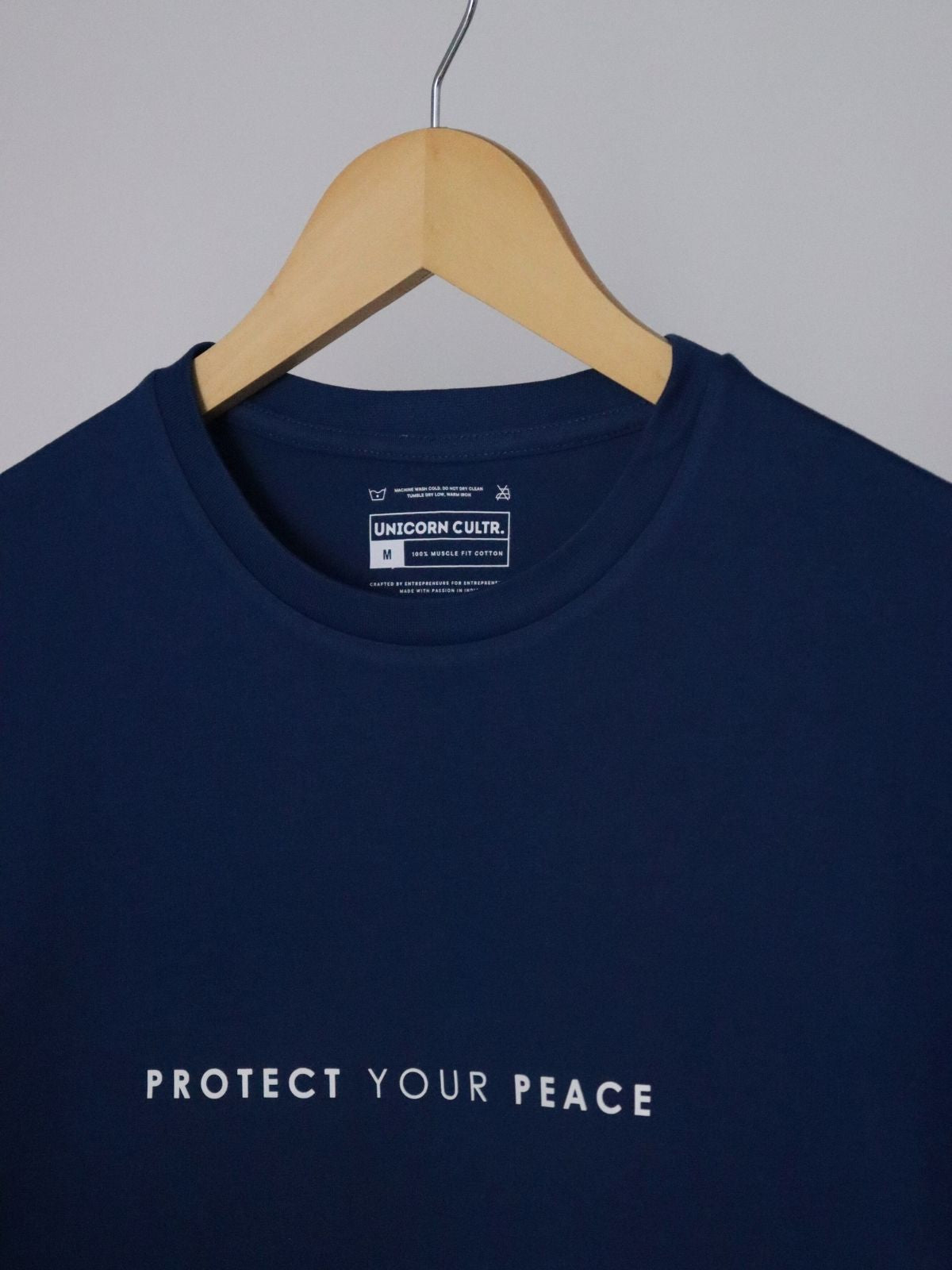 Solid Men's Premium Muscle Fit Cotton Crew T-shirt Protect your peace Novel Navy
