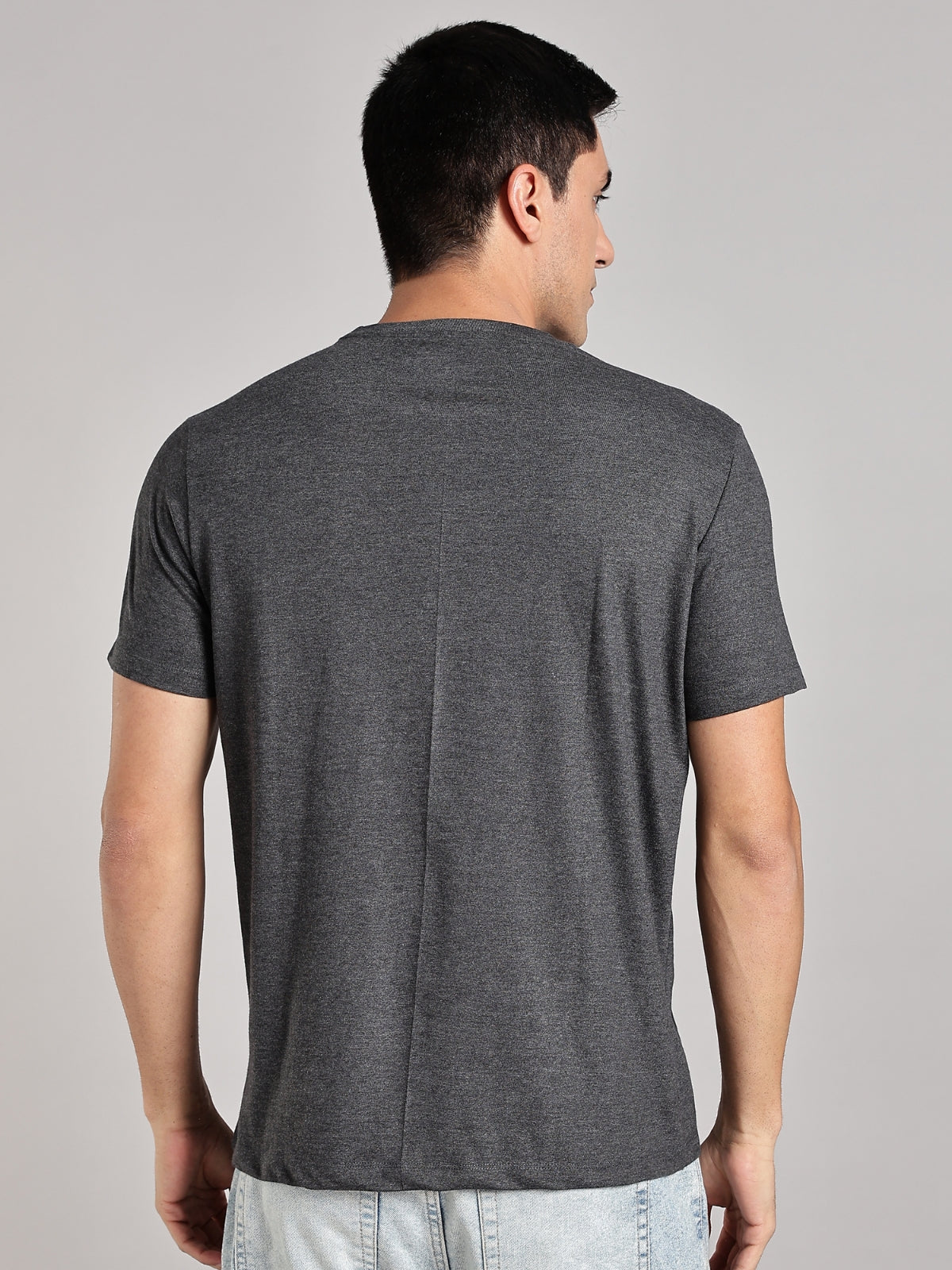 Solid Men's Soft Premium 100% Cotton Crew T-Shirt Rule Greasy Grey