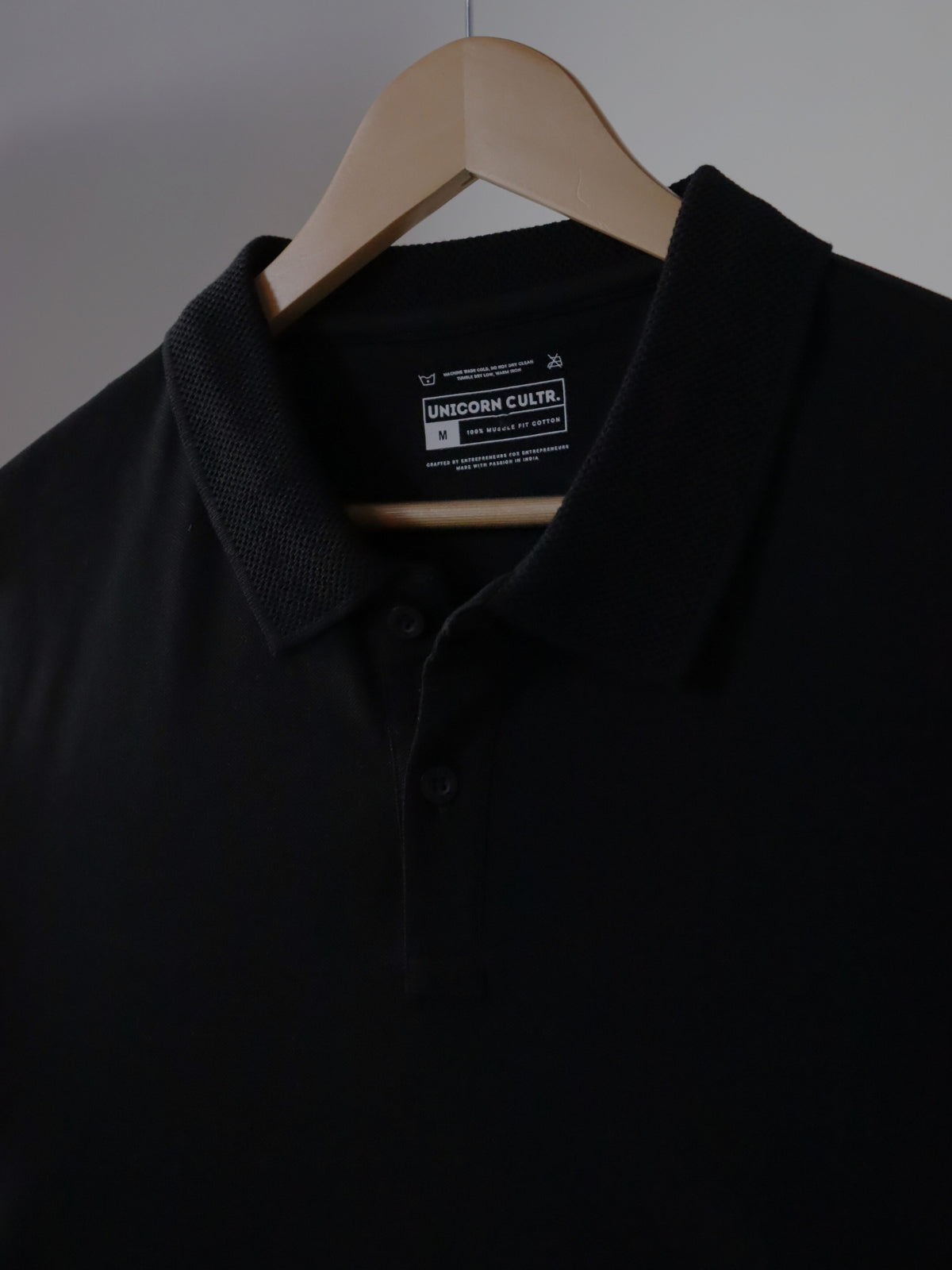 Solid Men's Premium Muscle Fit Cotton Polo T-shirt Bold Black