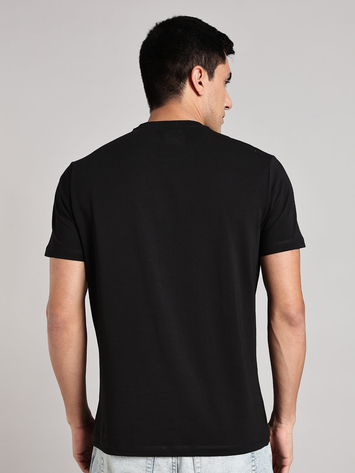 Solid Men's Premium Muscle Fit Cotton Crew T-shirt Wake Up Warrior Brave Black