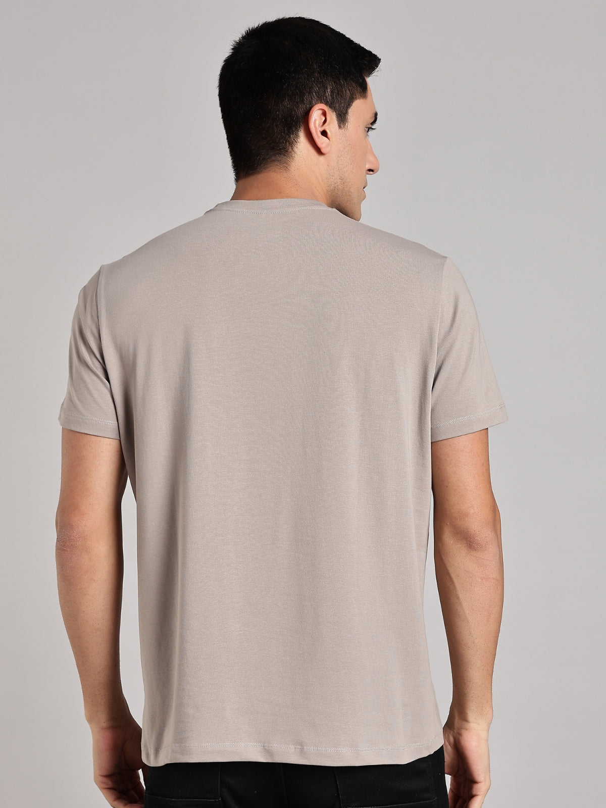 Solid Men's Soft Premium 100% Cotton Crew T-Shirt Smoke Melange