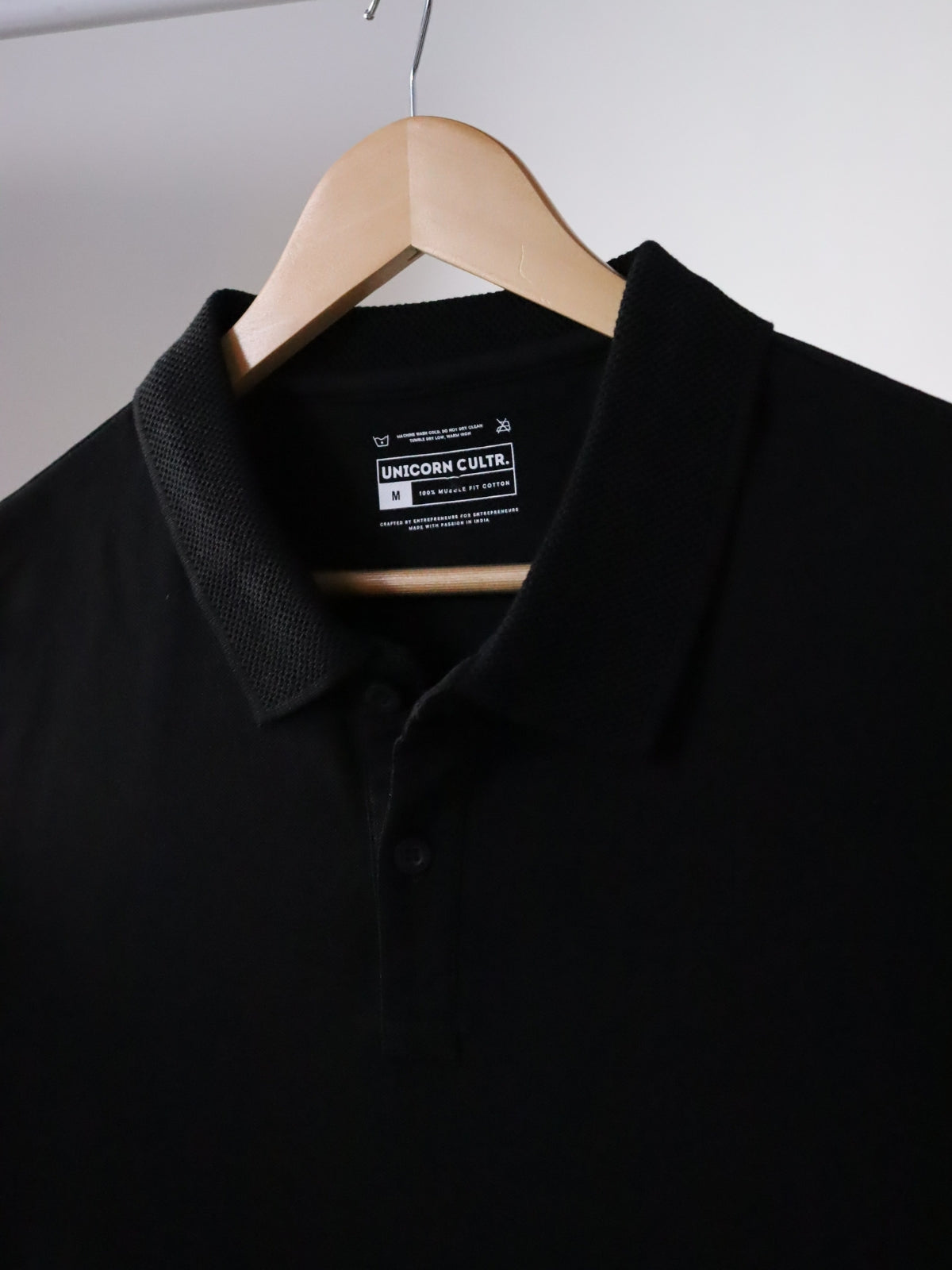 Solid Men's Premium Muscle Fit Cotton Polo T-shirt Bold Black