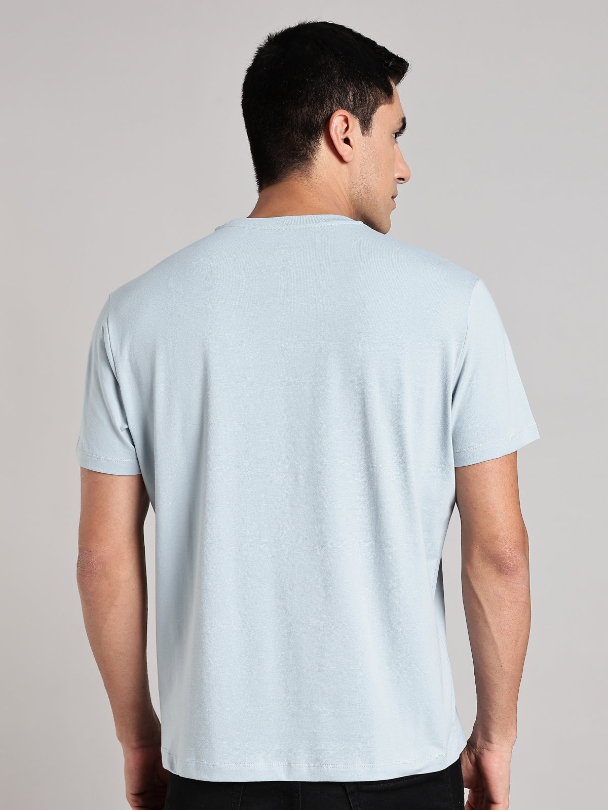 Solid Men's Soft Premium 100% Cotton Crew T-Shirt Deadline Blue
