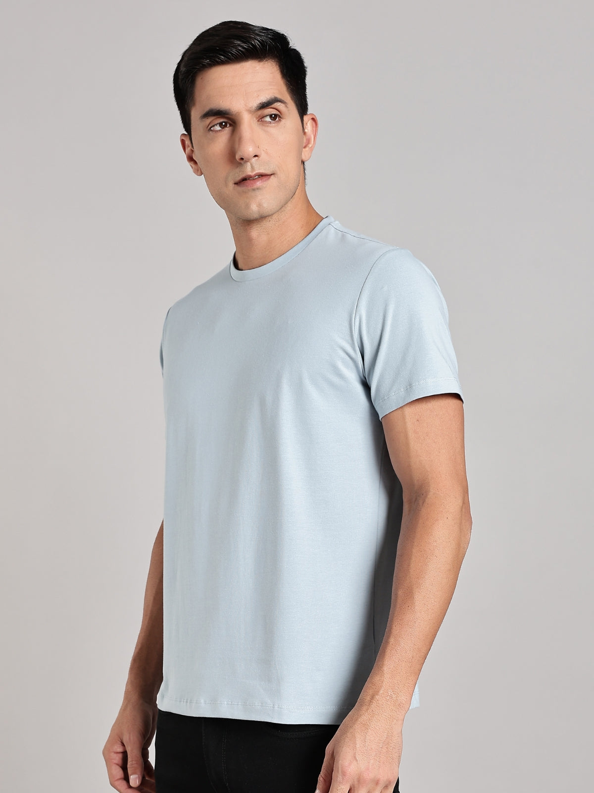 Solid Men's Soft Premium 100% Cotton Crew T-Shirt Deadline Blue