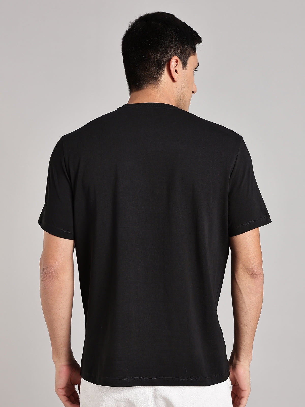 Solid Men's Premium Muscle Fit Cotton Crew T-shirt Creative Brave Black