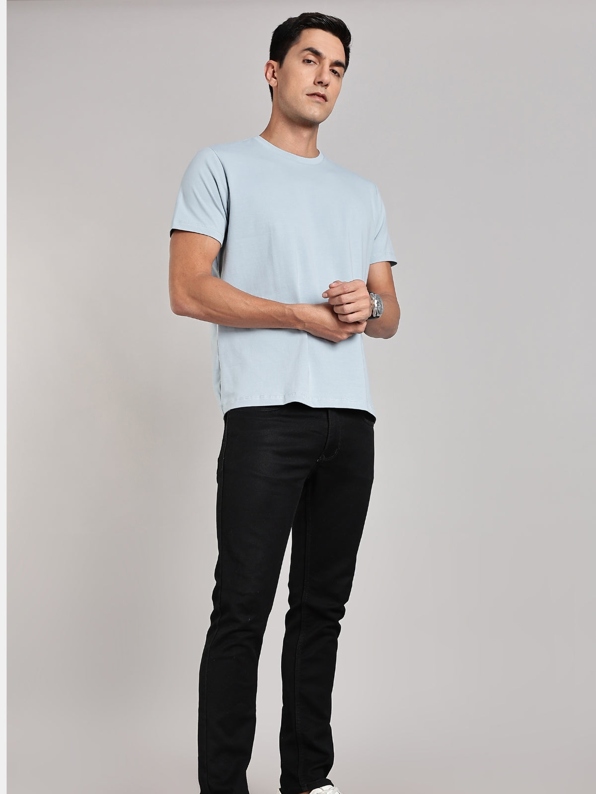 Solid Men's Premium Muscle Fit Cotton Crew T-shirt You Are Needed Bubble Blue