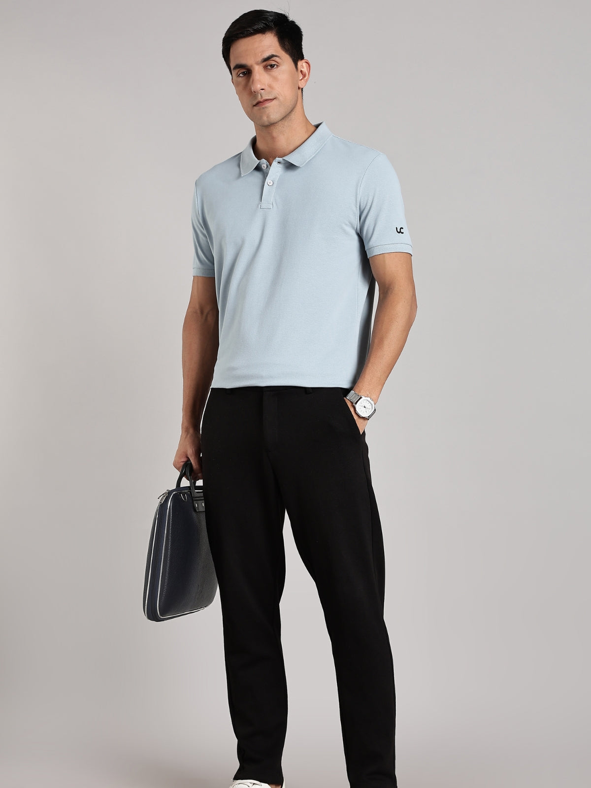 Solid Men's Soft Premium 100% Cotton Polo T-Shirt Bubble Blue