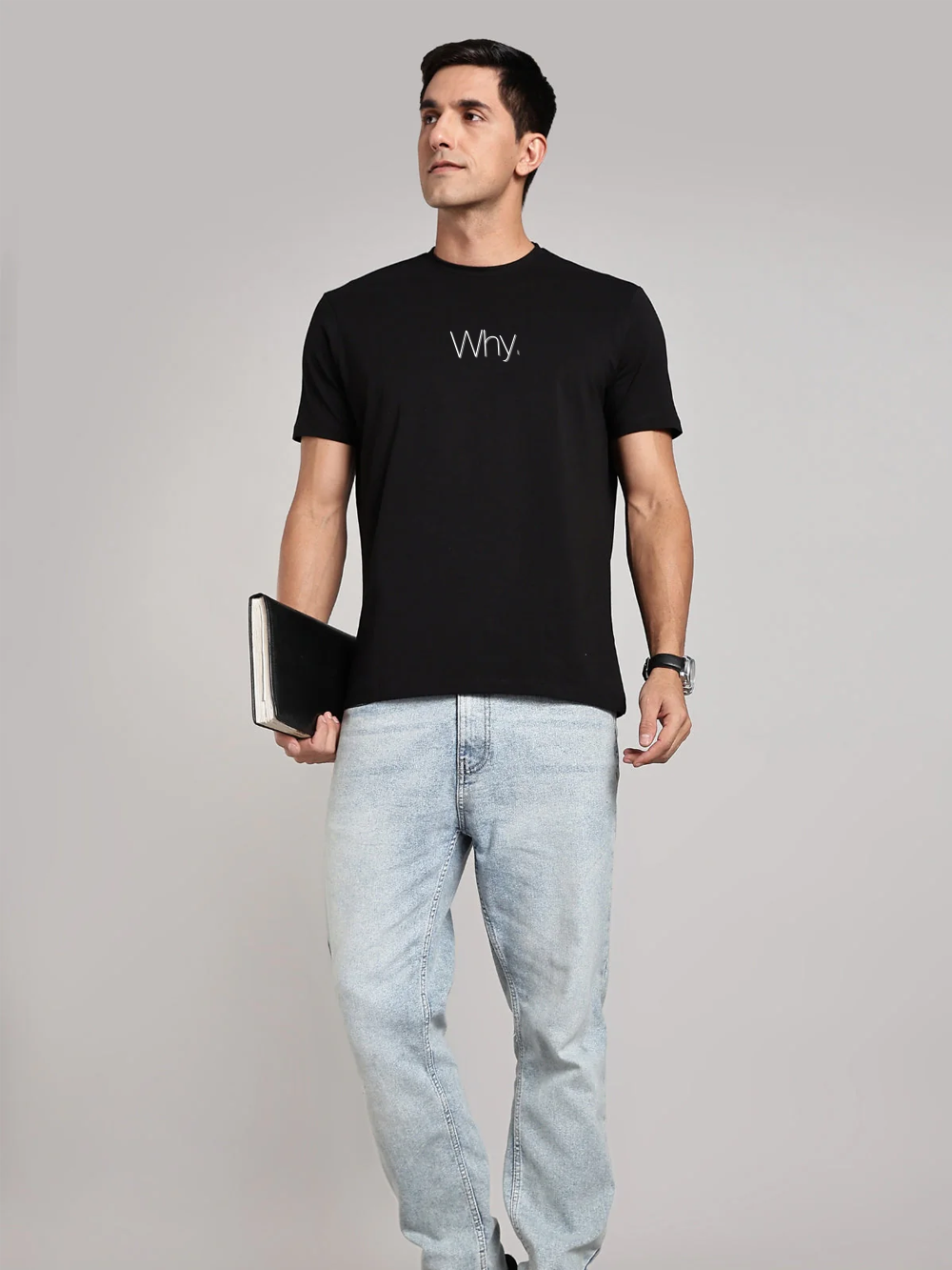 Solid Men's Premium Muscle Fit Cotton Crew T-shirt Why Brave Black