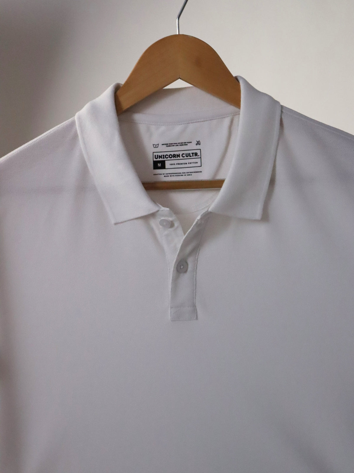 Solid Men's Soft Premium 100% Cotton Polo T-Shirt Iconic White