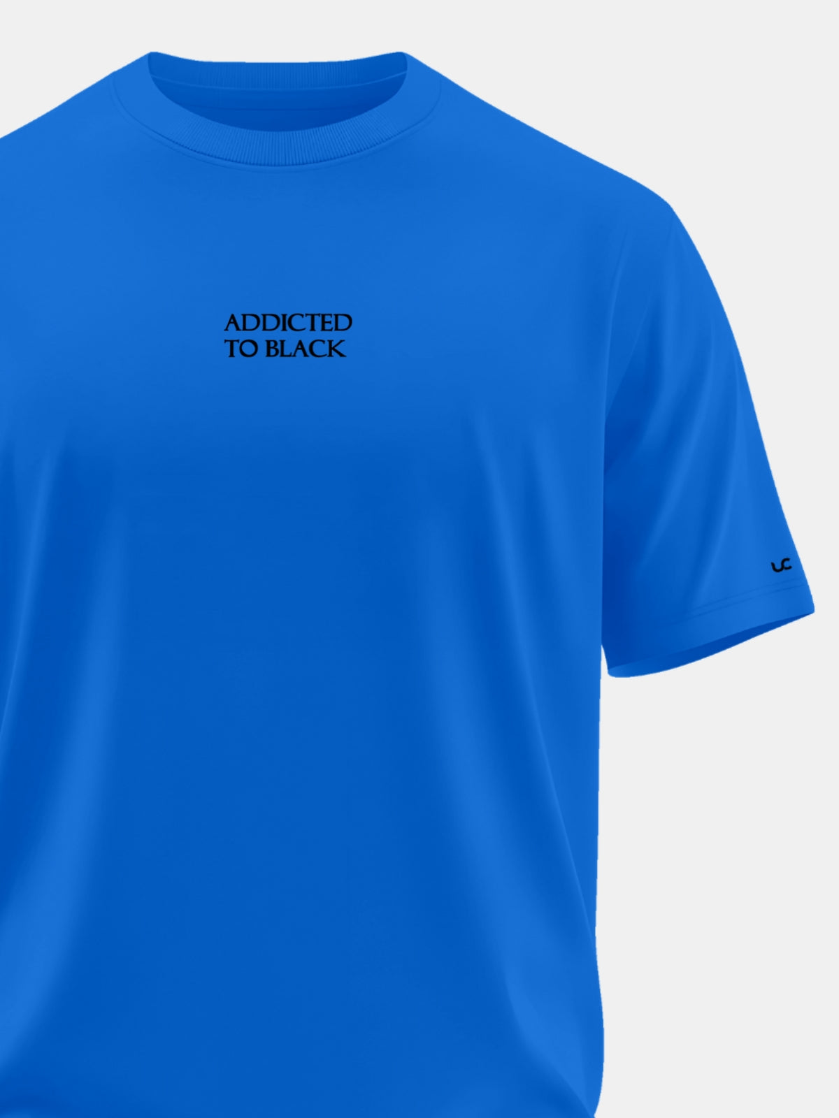 Solid Men's Soft Premium 100% Cotton Crew T-Shirt Addicted To Black Ready Royal Blue