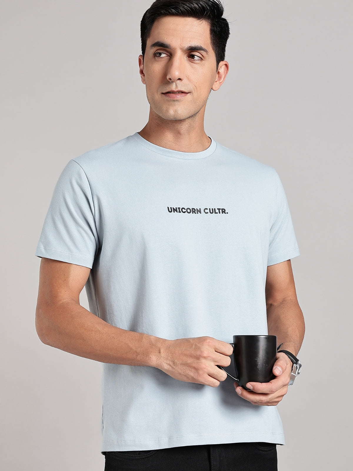 Black UC Signature Men's Premium Muscle Fit Cotton Crew T-shirt Bubble Blue