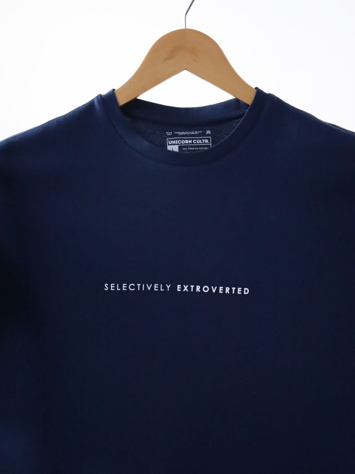 Solid Men's Premium Muscle Fit Cotton Crew T-Shirt Selectively Extroverted Novel Navy