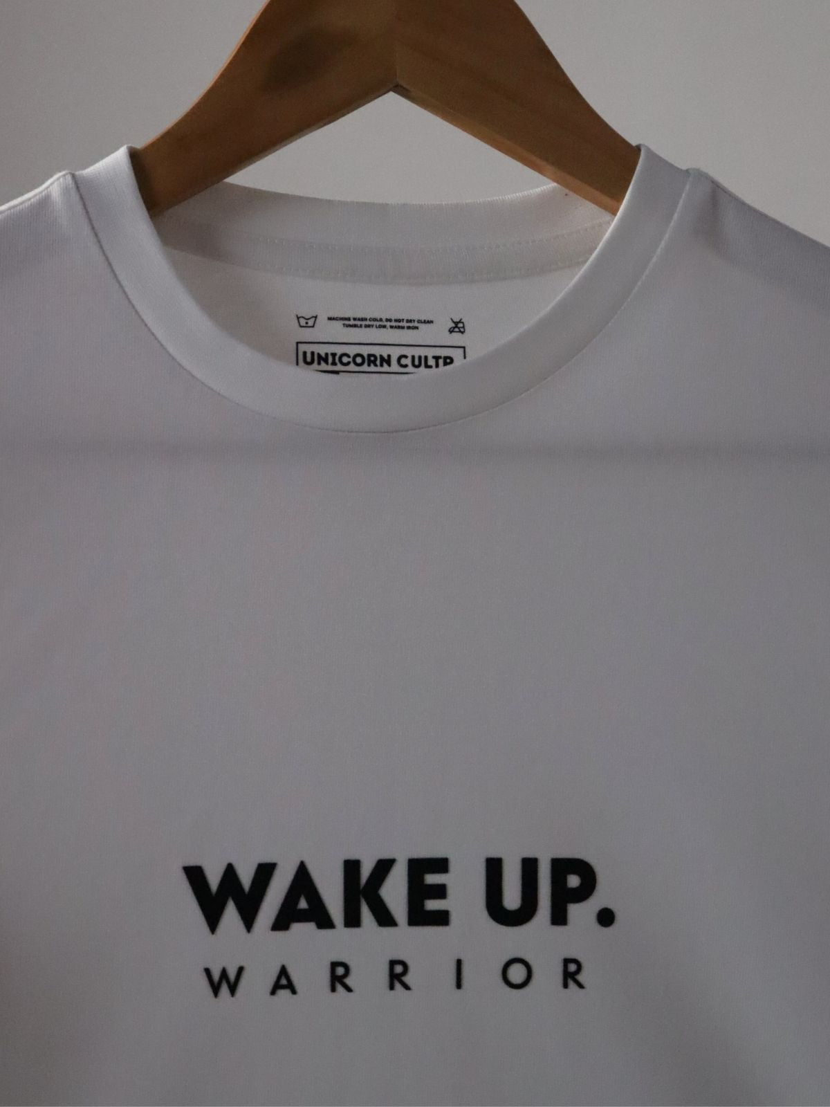 Solid Men's Premium Muscle Fit Cotton Crew T-shirt Wake Up Warrior Chalk White