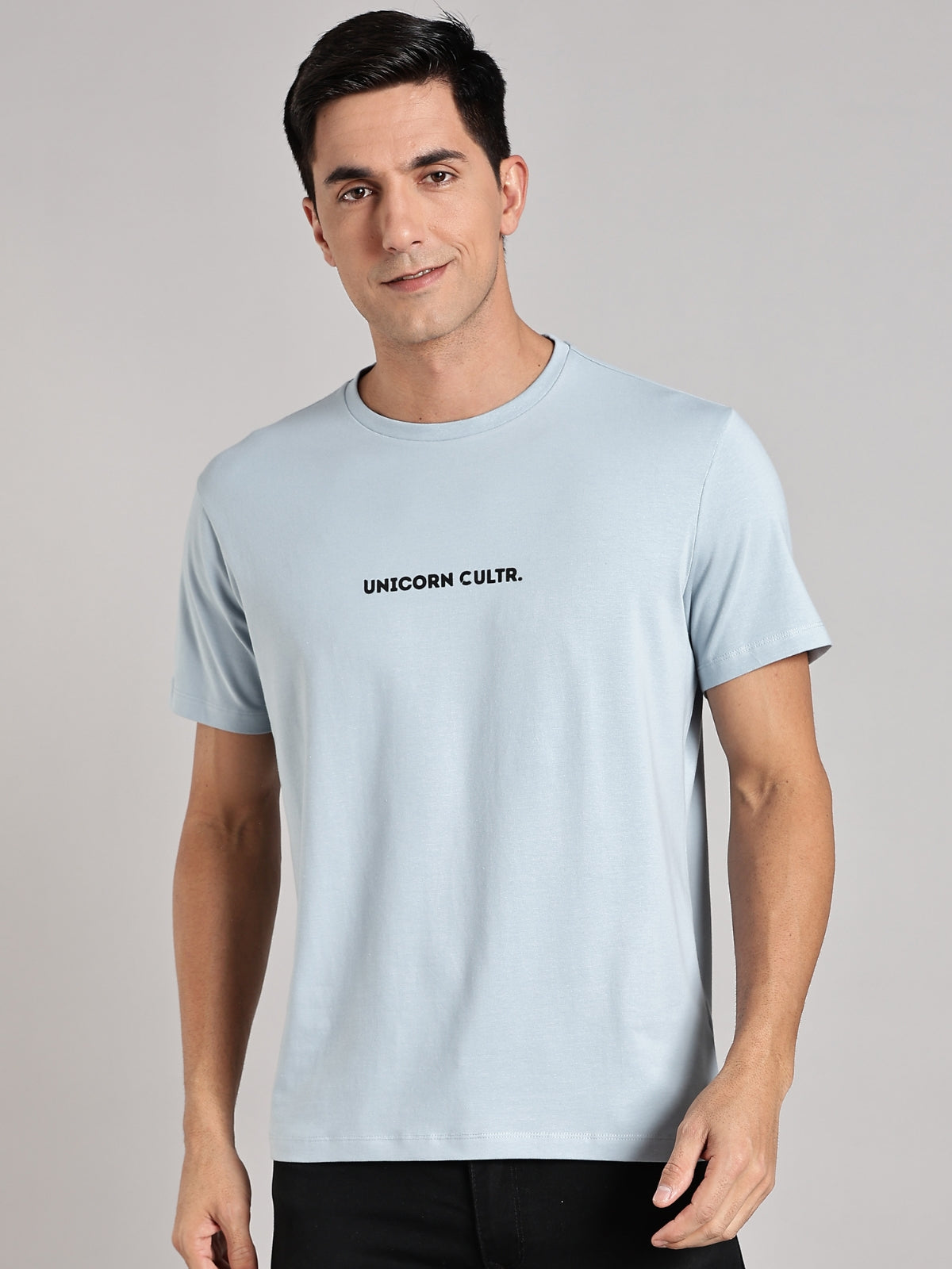 Black UC Signature Men's Soft Premium 100% Cotton Crew T-Shirt Deadline Blue
