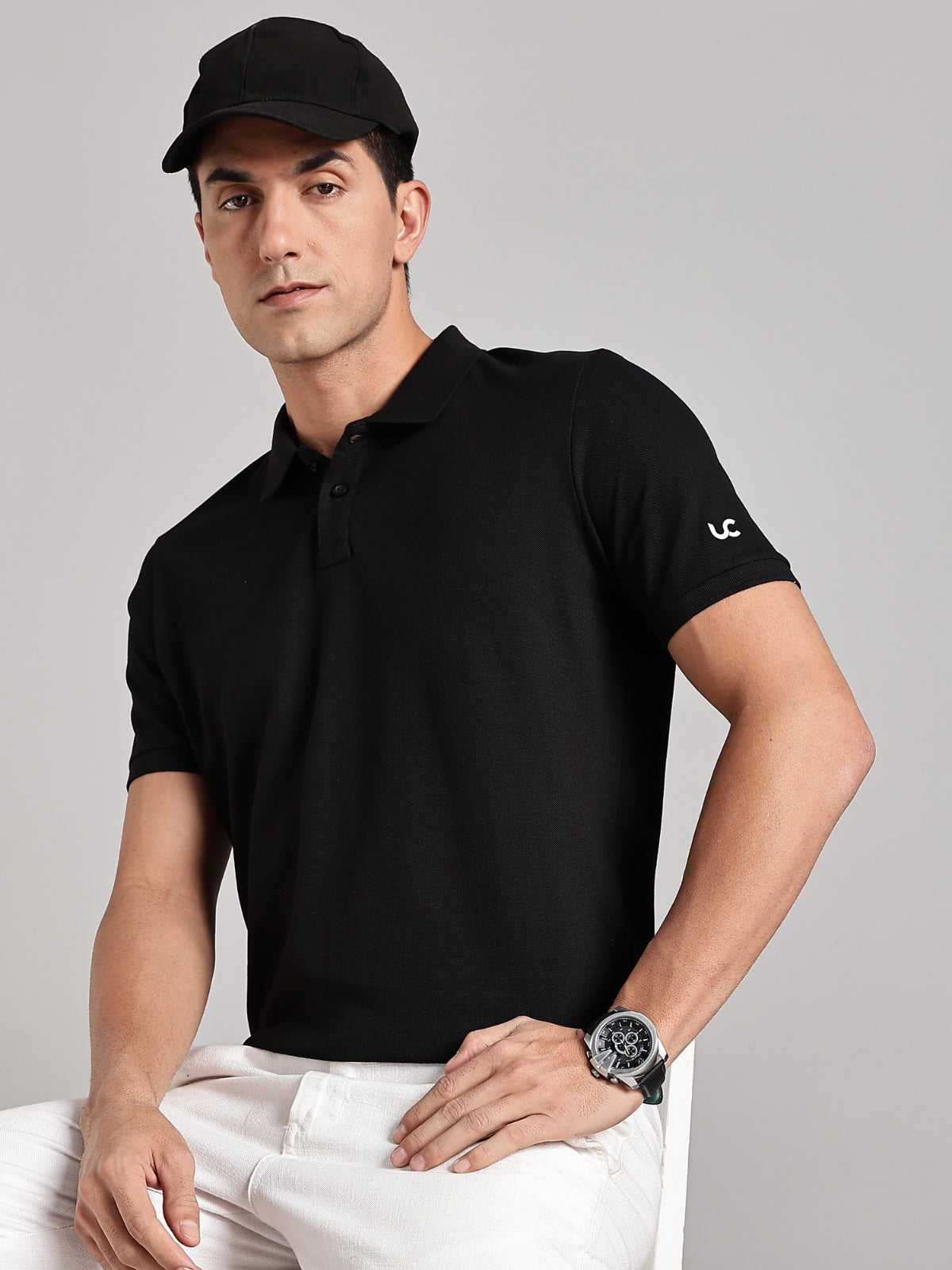 Solid Men's Soft Premium 100% Cotton Polo T-Shirt Bold Black