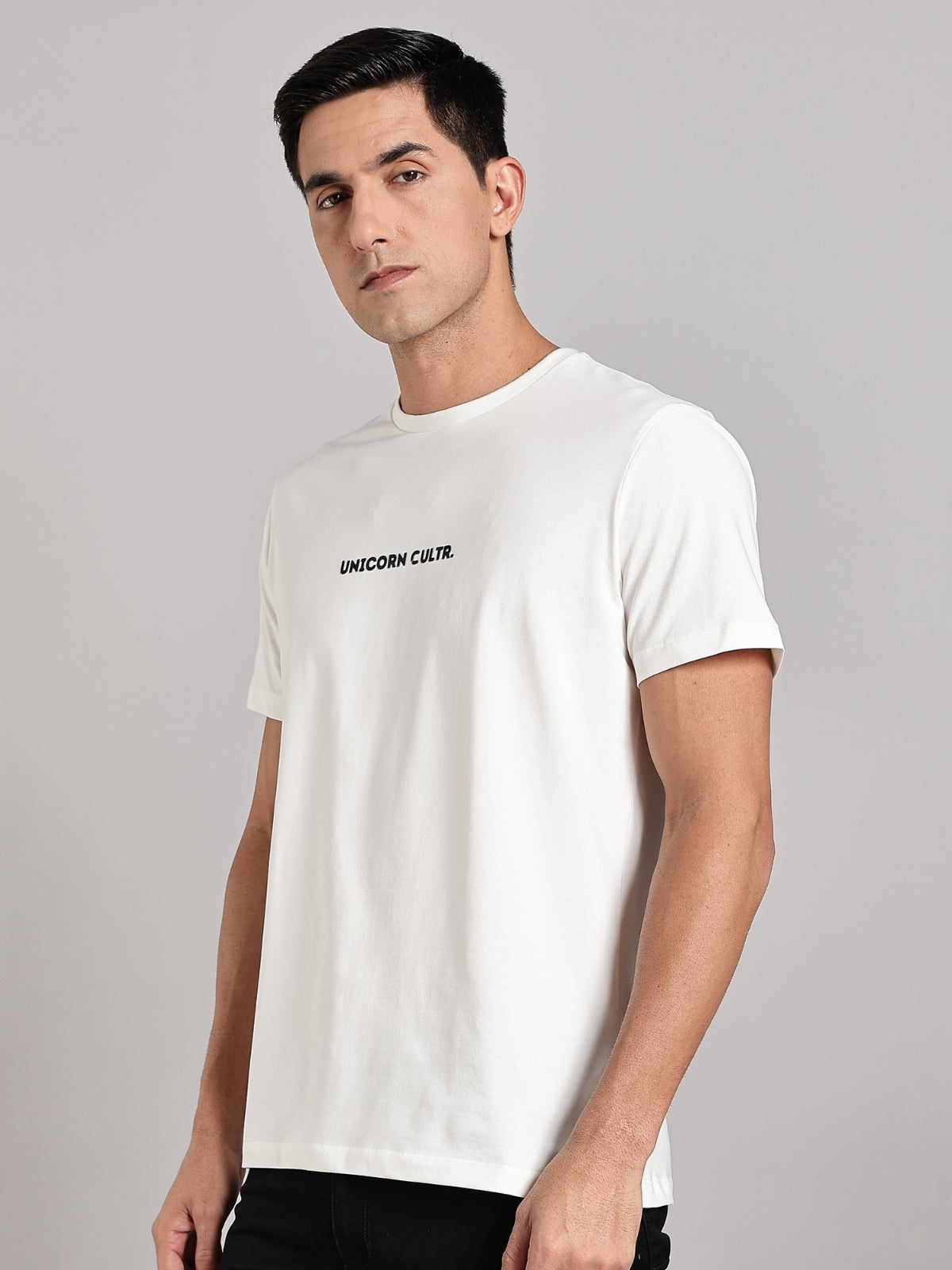 Black UC Signature Men's Soft Premium 100% Cotton Crew T-Shirt Whiteboard White