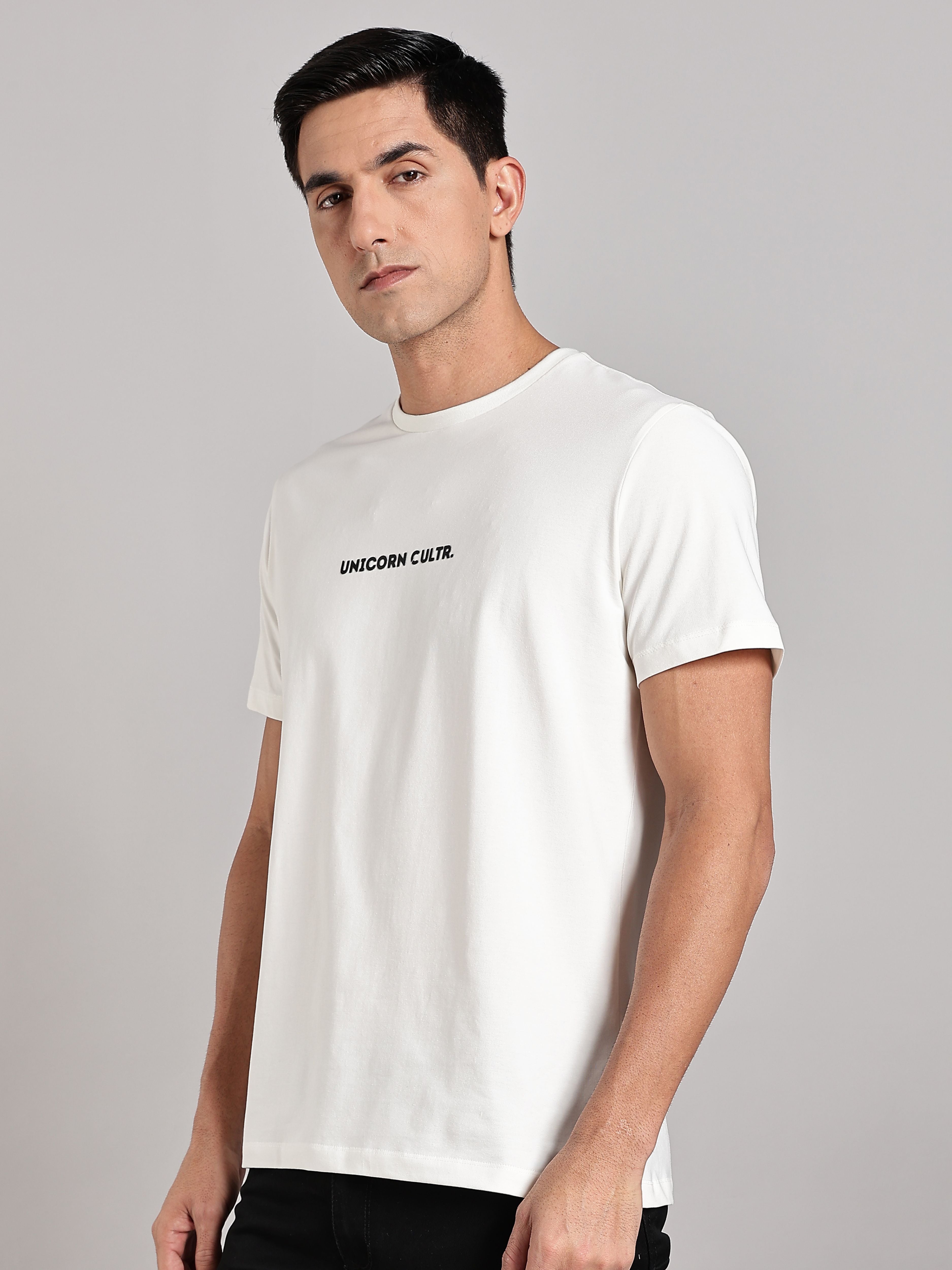 Black UC Signature Men's Premium Muscle Fit Cotton Crew T-Shirt Snow White