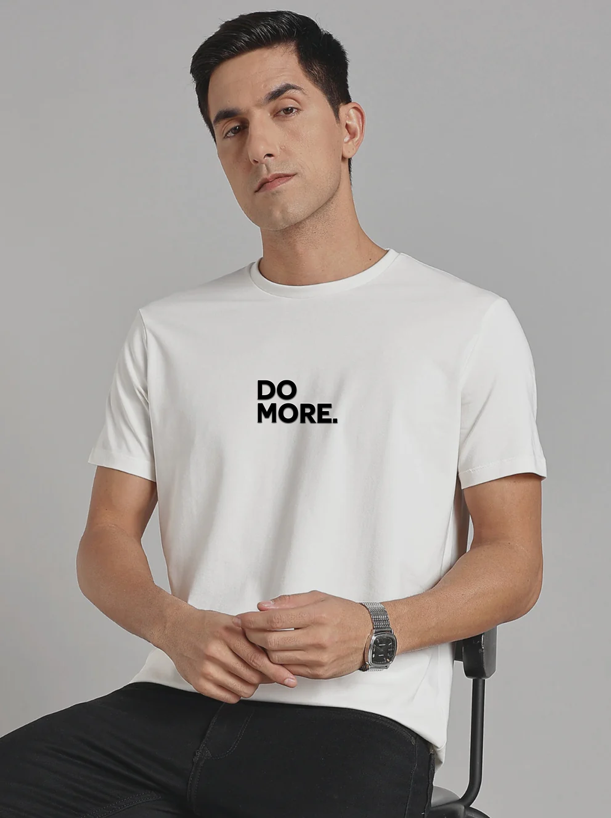 Solid Men's Soft Premium 100% Cotton Crew T-Shirt Do More Whiteboard White
