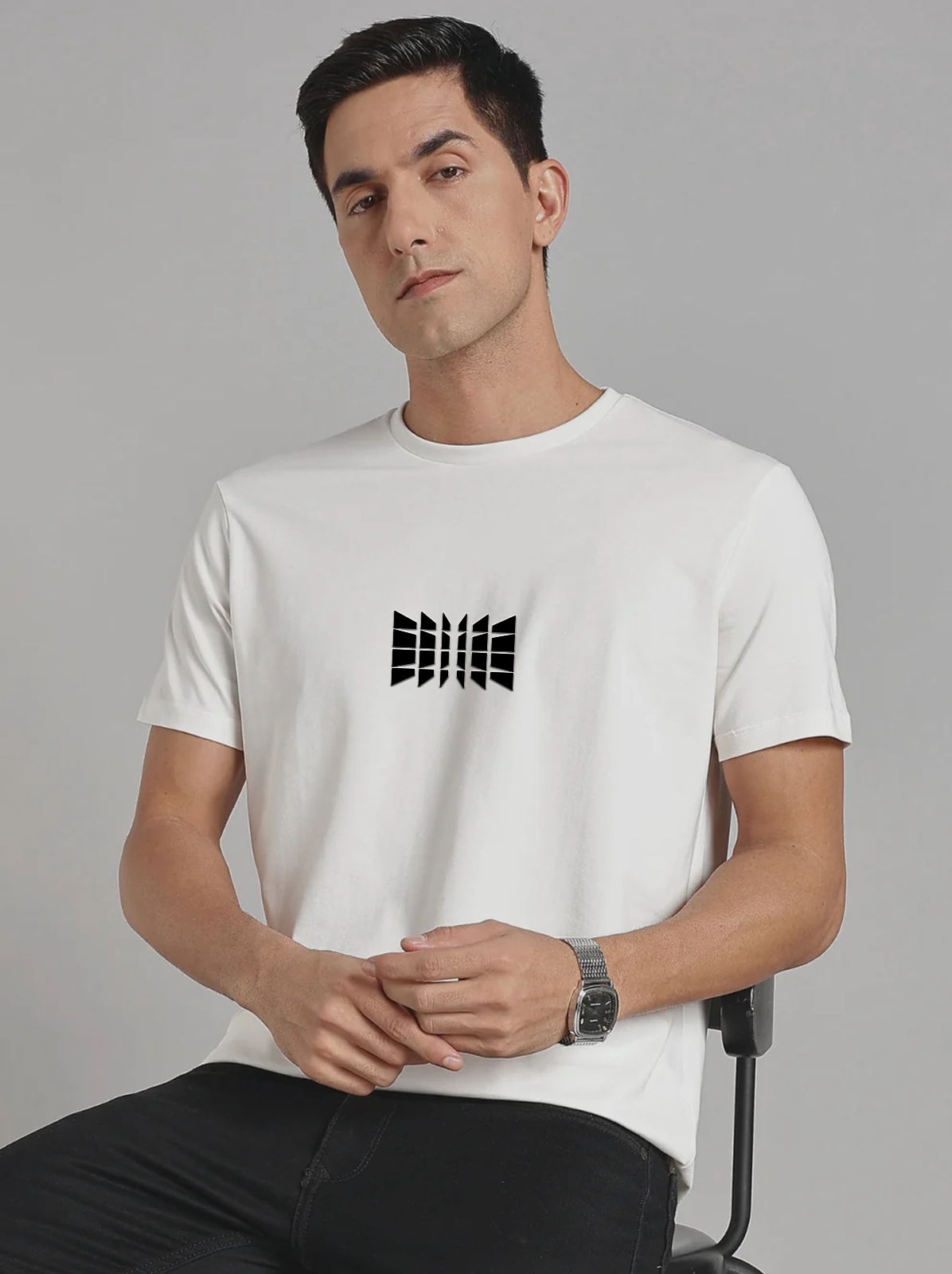 Solid Men's Soft Premium 100% Cotton Crew T-Shirt Door Blocks Whiteboard White