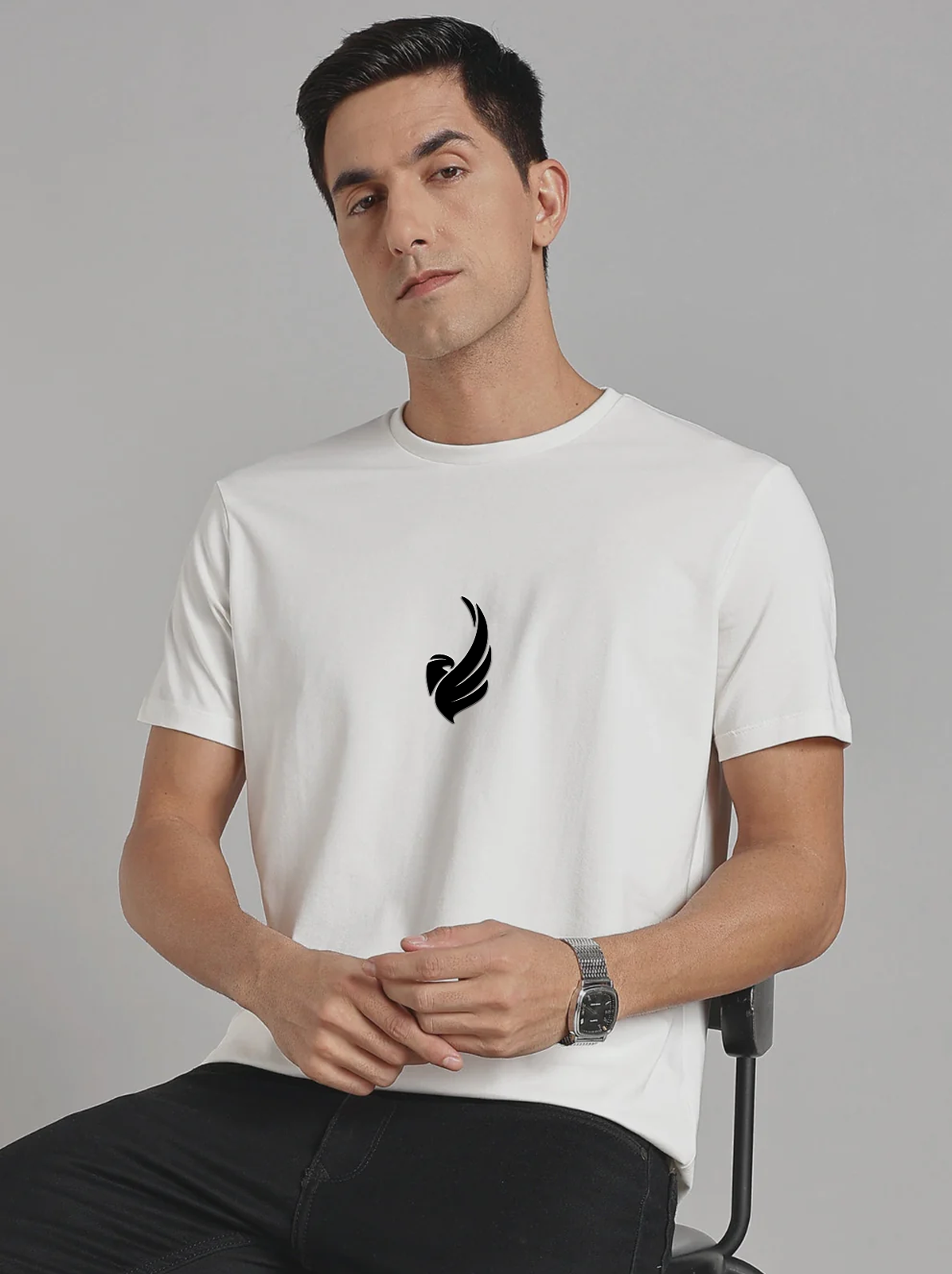 Solid Men's Soft Premium 100% Cotton Crew T-Shirt Eagle Wing Whiteboard White