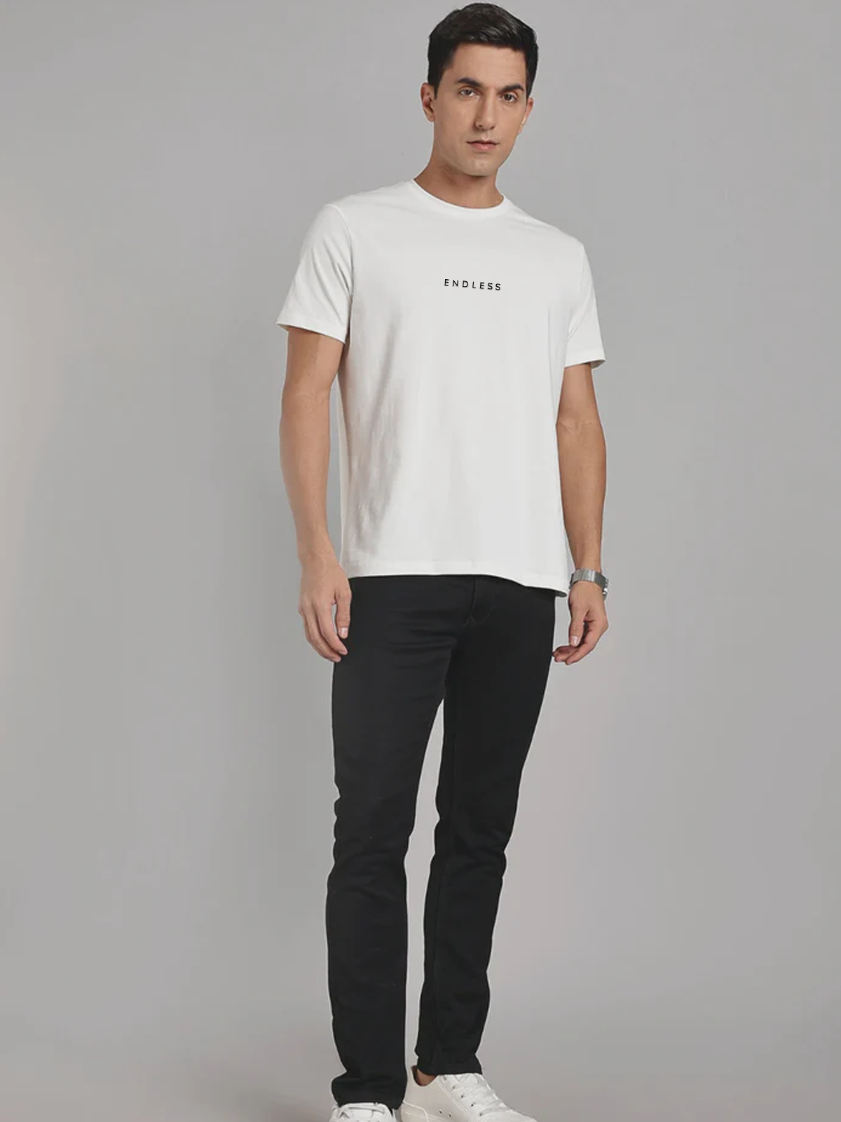 Solid Men's Soft Premium 100% Cotton Crew T-Shirt Endless Whiteboard White