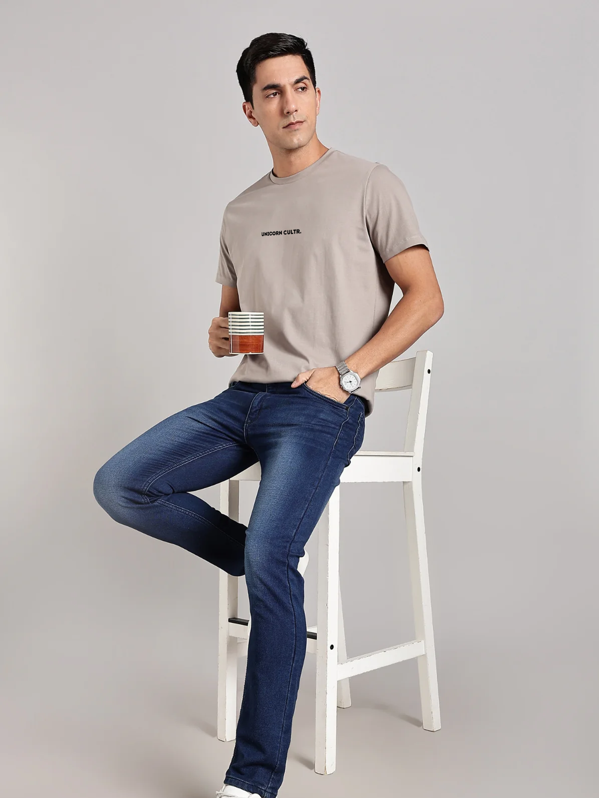 Black UC Signature Men's Premium Muscle Fit Cotton Crew T-shirt Atomic Aluminium