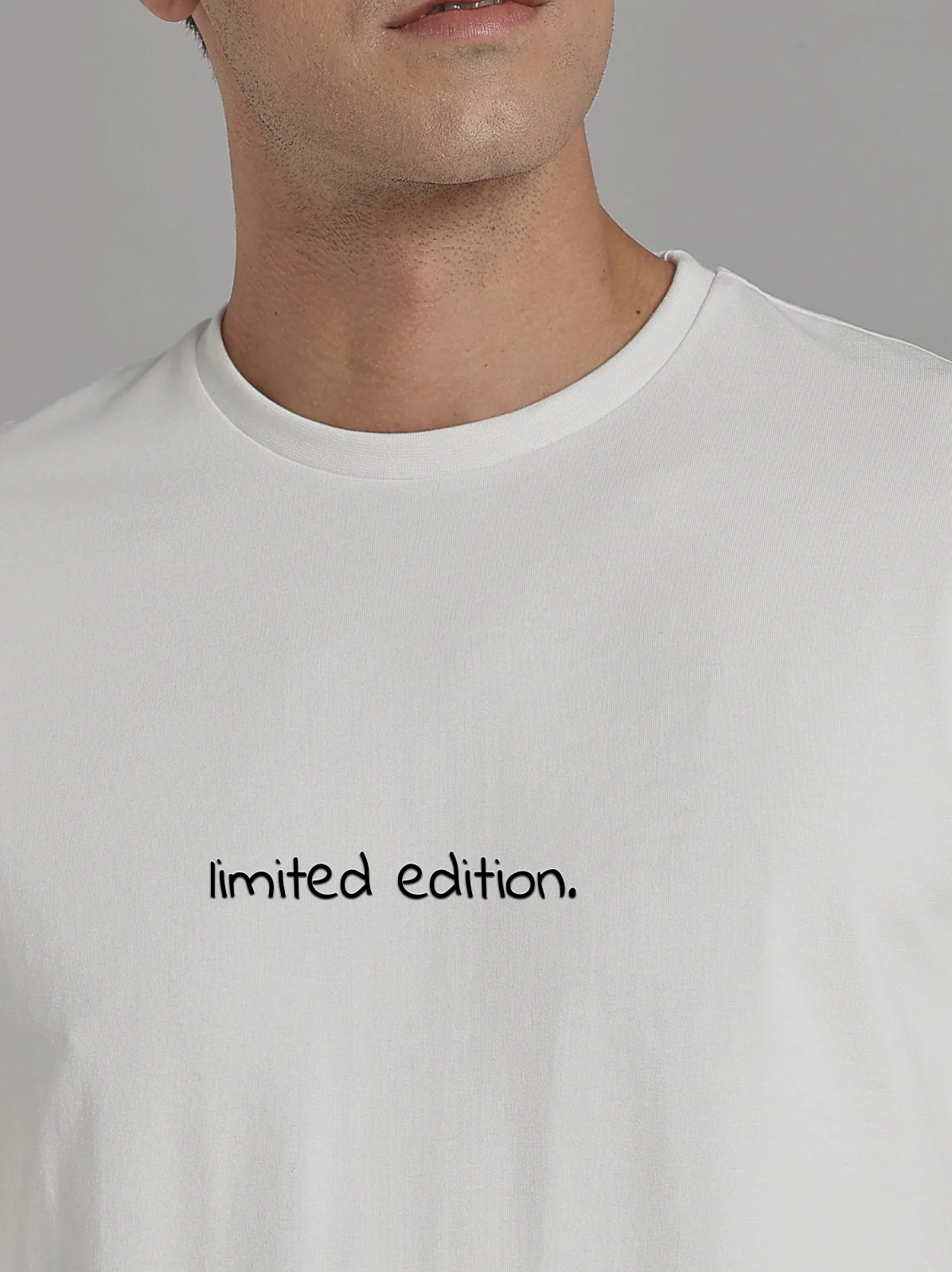 Solid Men's Premium Muscle Fit Cotton Crew T-shirt Limited Edition Chalk White