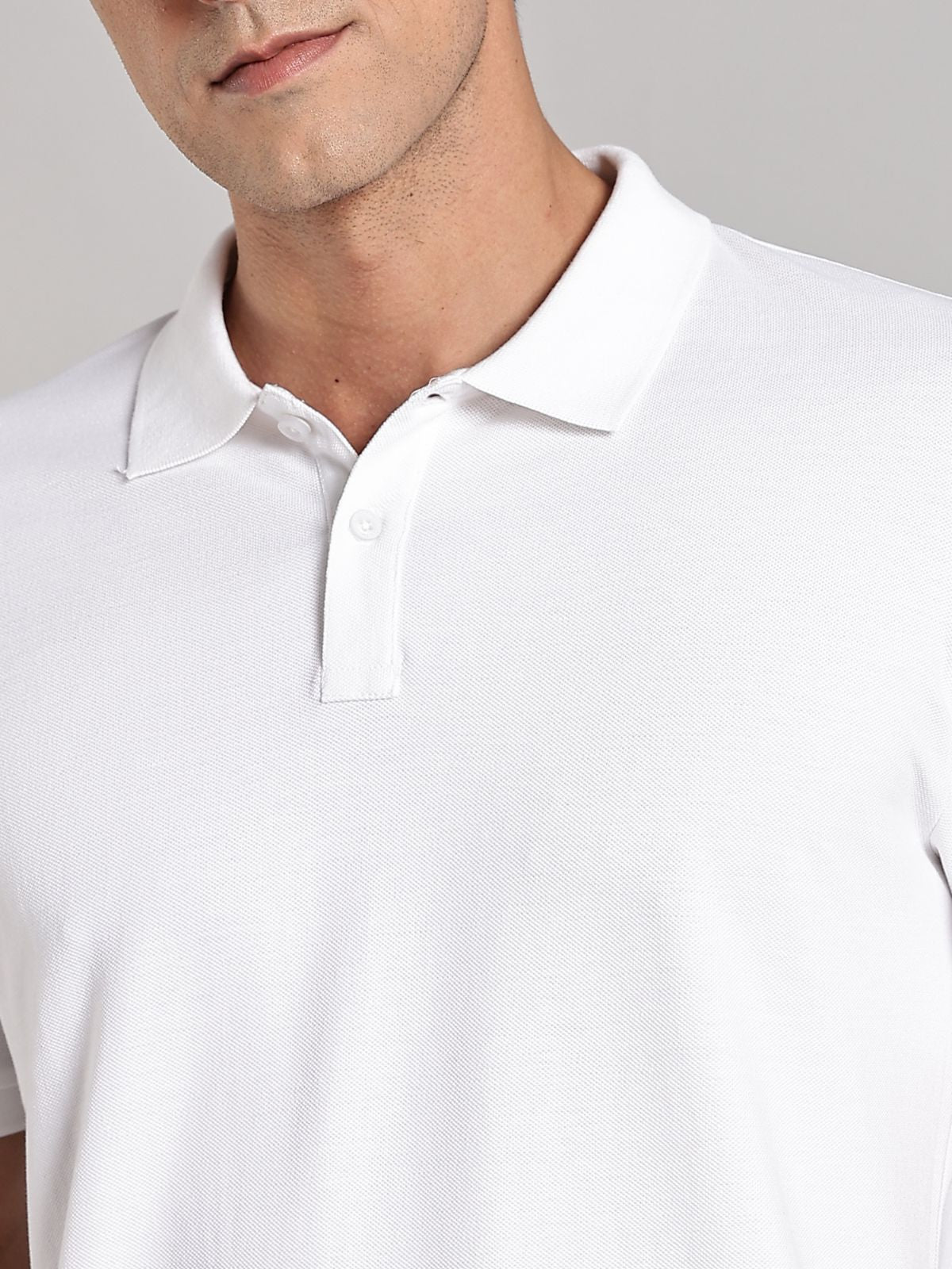 Solid Men's Soft Premium 100% Cotton Polo T-Shirt Iconic White