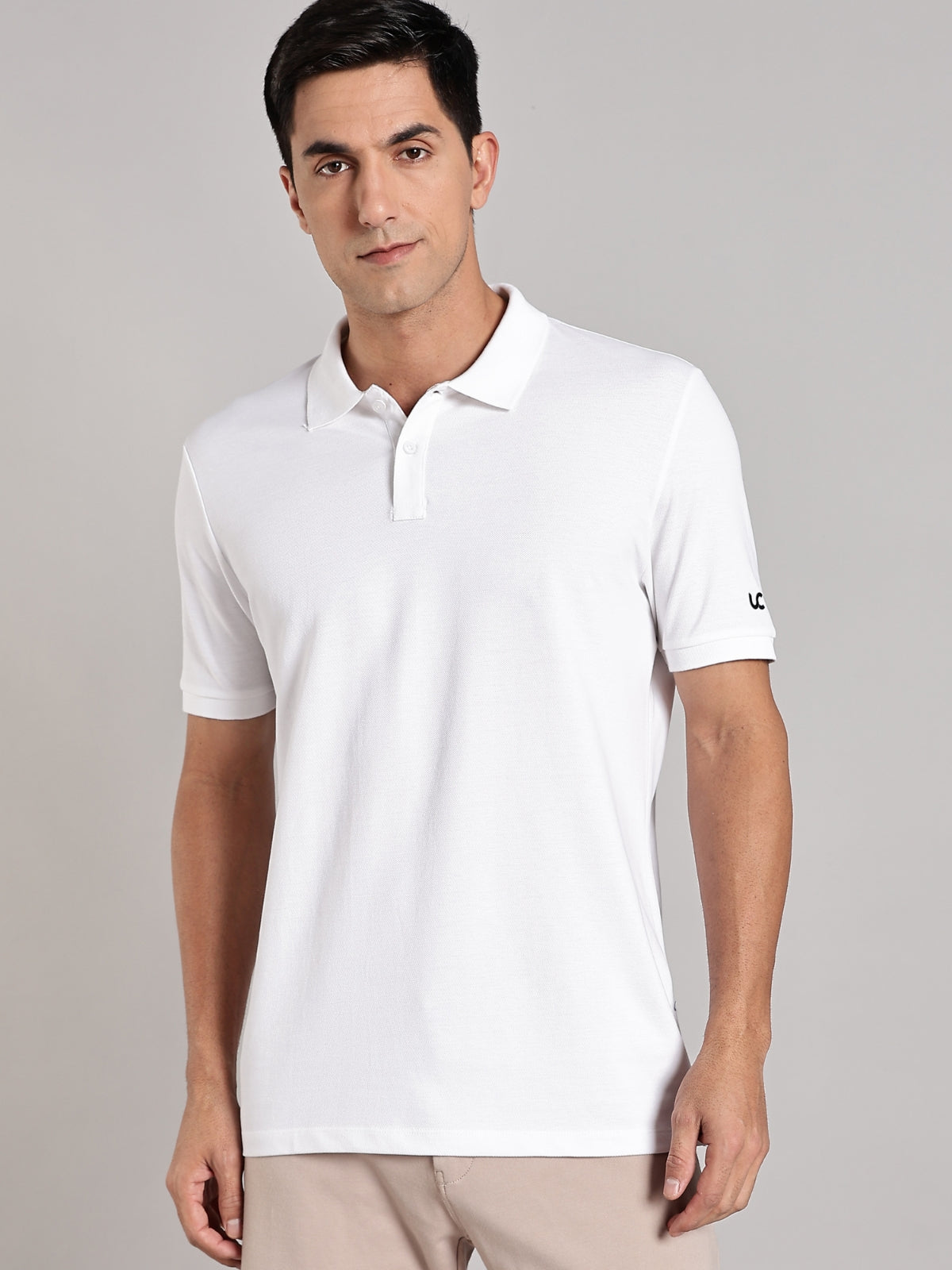 Solid Men's Soft Premium 100% Cotton Polo T-Shirt Iconic White
