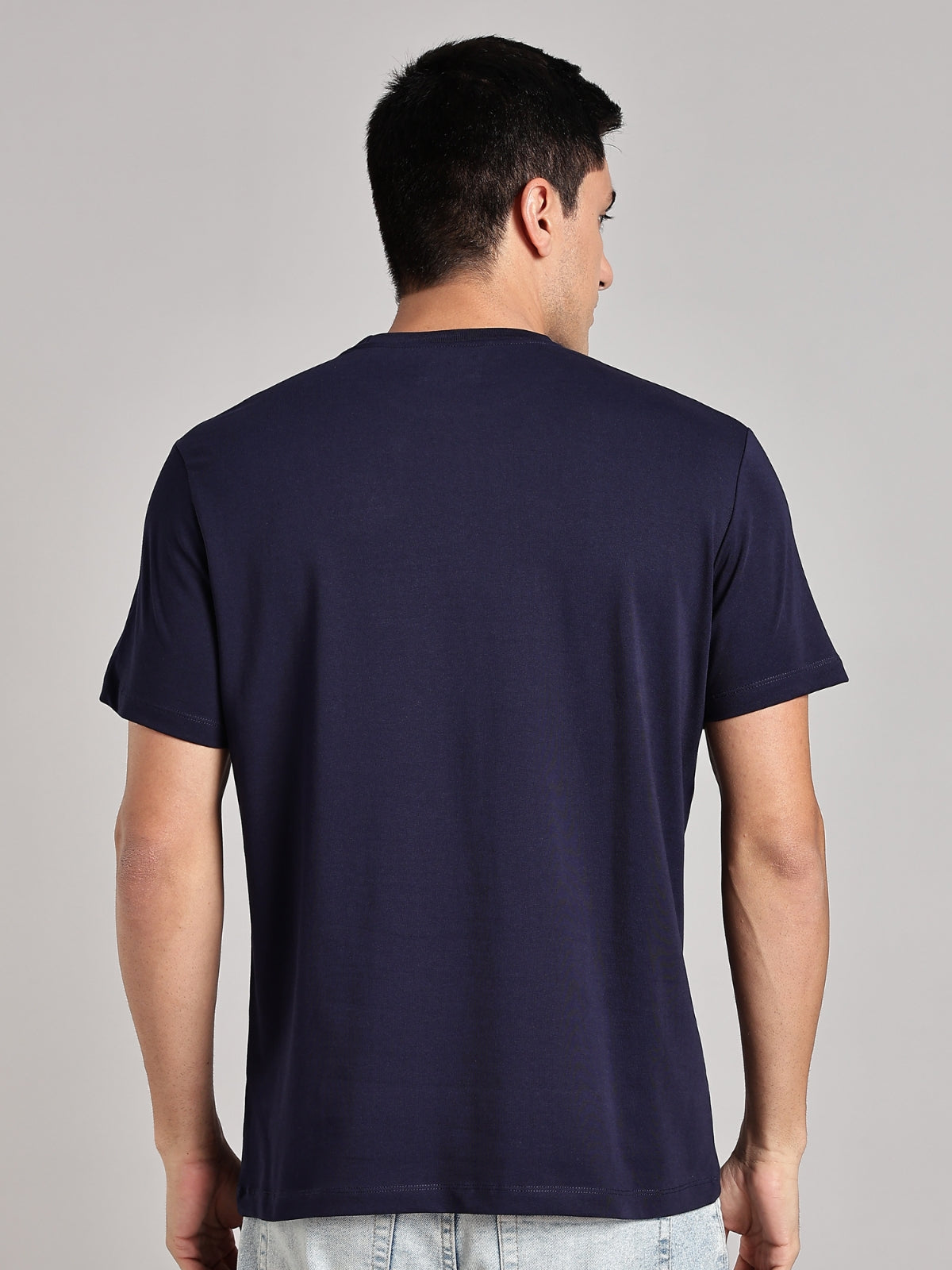 Solid Men's Premium Muscle Fit Cotton Crew T-shirt Elevate Yourself Novel Navy