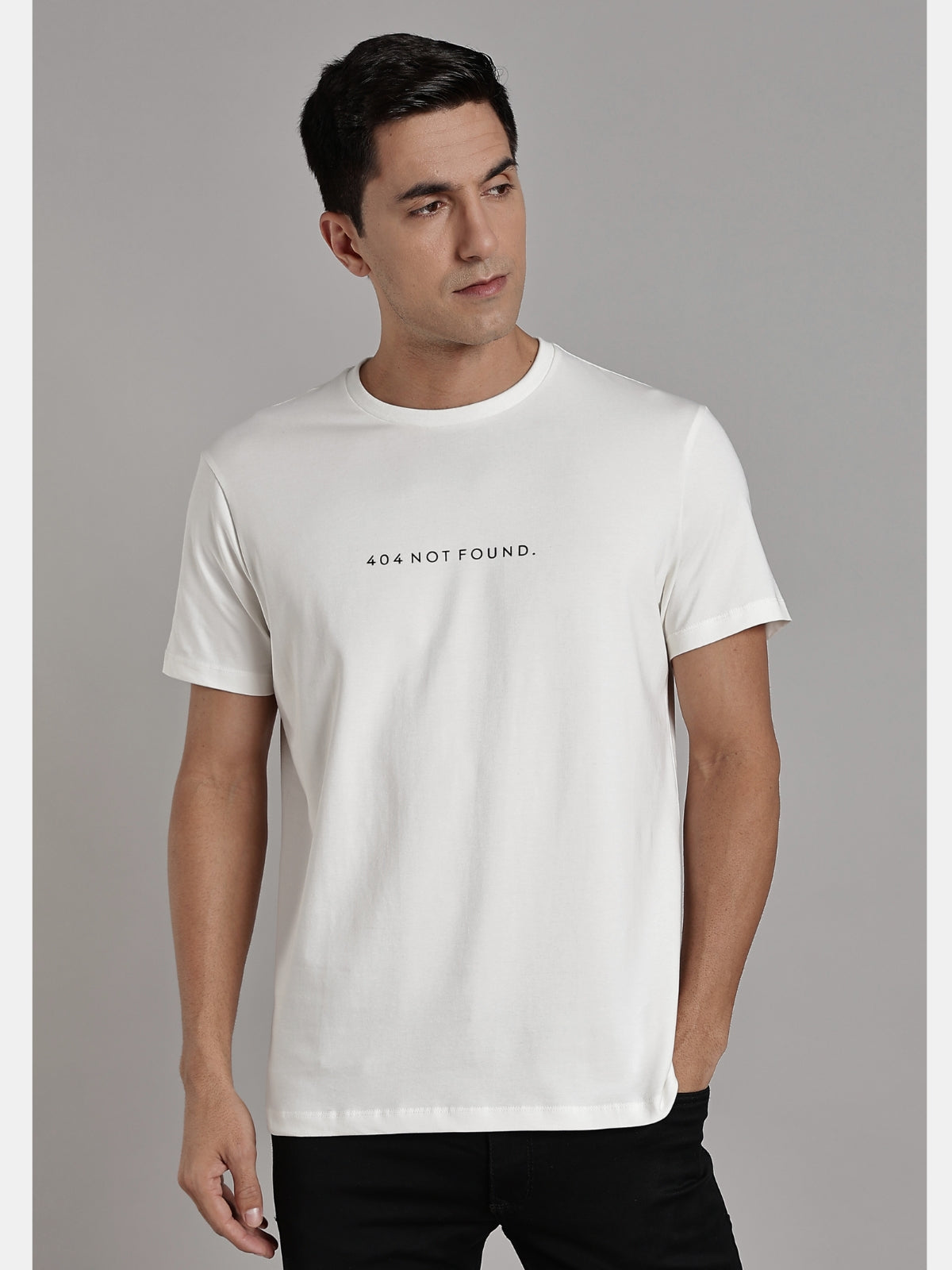 Solid Men's Premium Muscle Fit Cotton Crew T-shirt 404 Not Found Chalk White