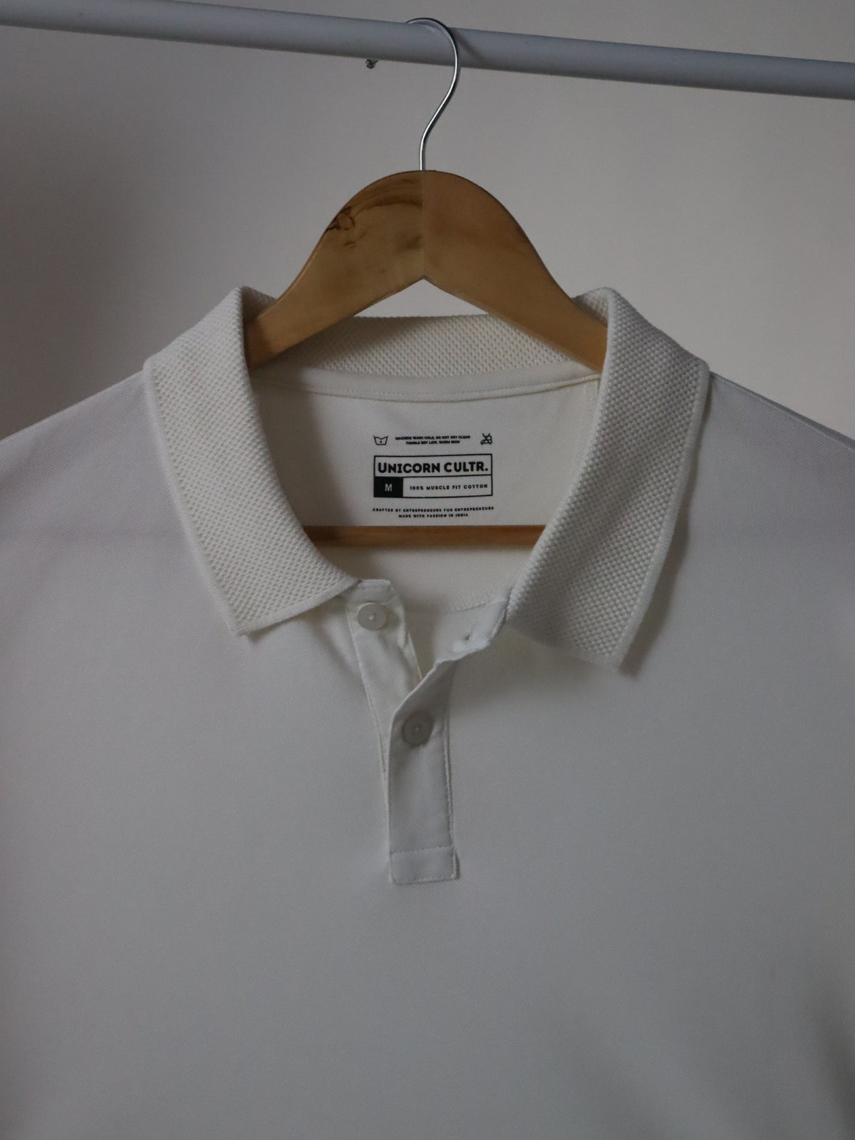 Solid Men's Premium Muscle Fit Cotton Polo T-shirt Offbeat White