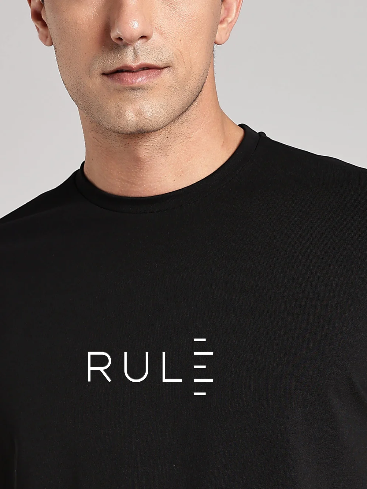 Solid Men's Soft Premium 100% Cotton Crew T-Shirt Rule Brave Black