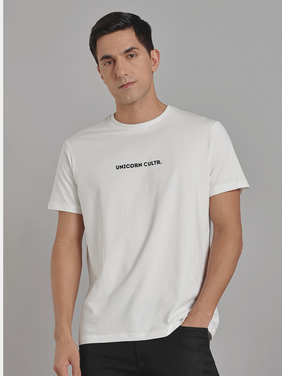 Black UC Signature Men's Premium Muscle Fit Cotton Crew T-Shirt Snow White