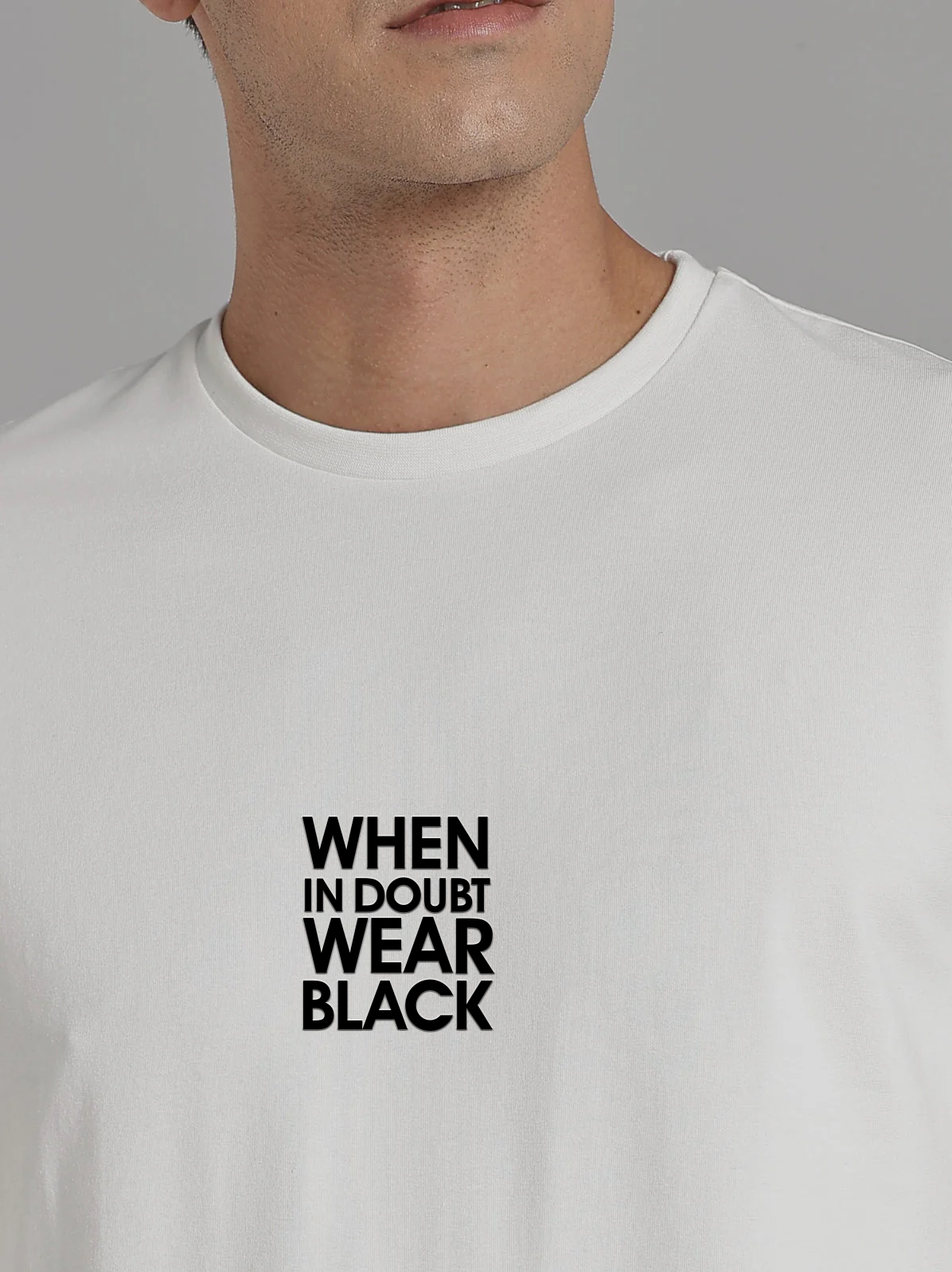 Solid Men's Soft Premium 100% Cotton Crew T-Shirt When In Doubt Wear Black Whiteboard White