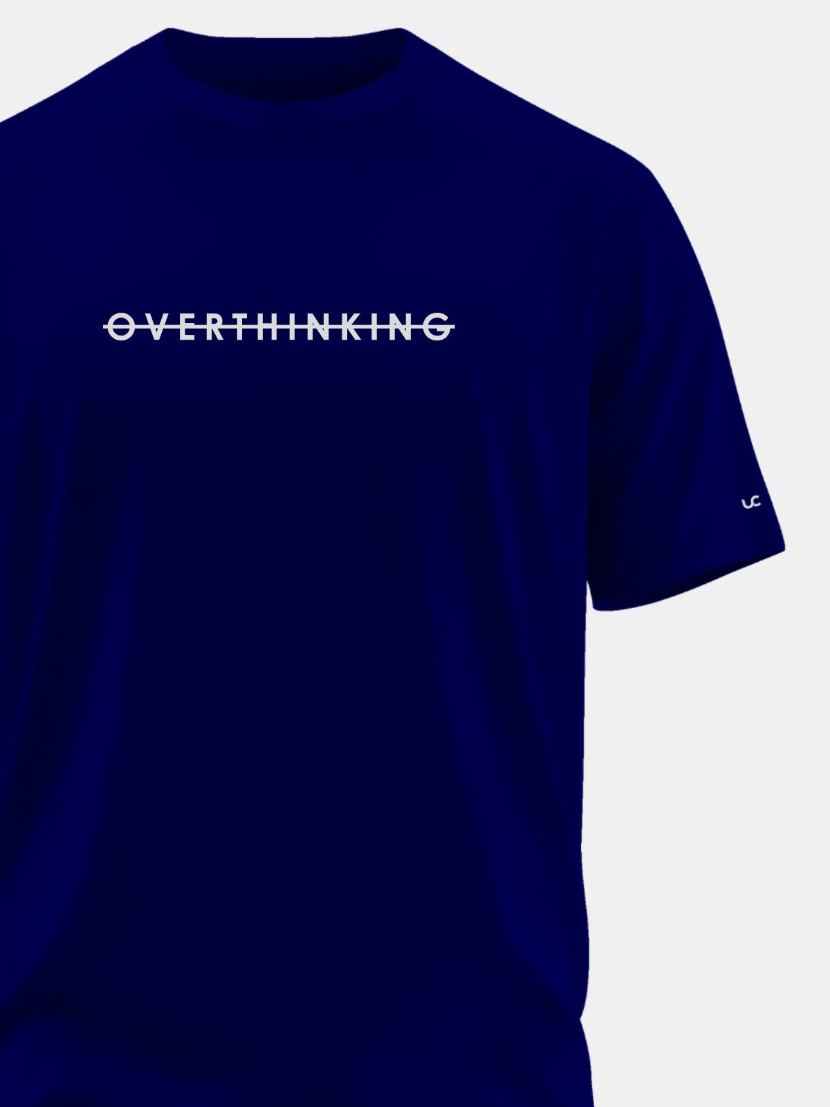 Solid Men's Premium Muscle Fit Cotton Crew T-Shirt Overthinking Novel Navy