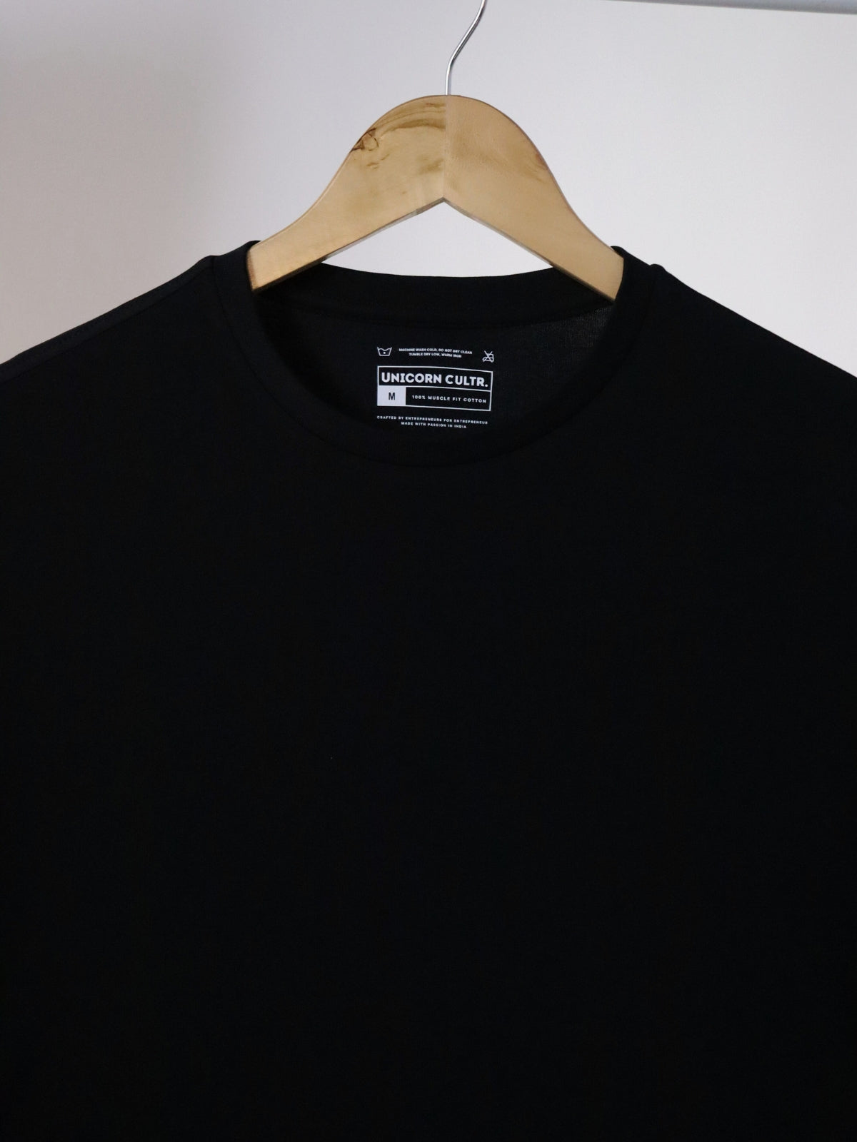 Solid Men's Premium Muscle Fit Cotton Crew T-Shirt Brave Black