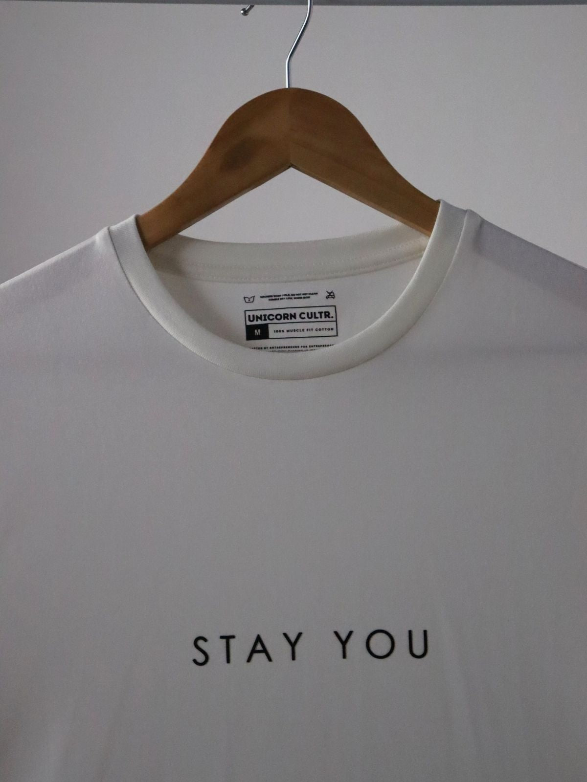 Solid Men's Premium Muscle Fit Cotton Crew T-shirt Stay You Chalk White