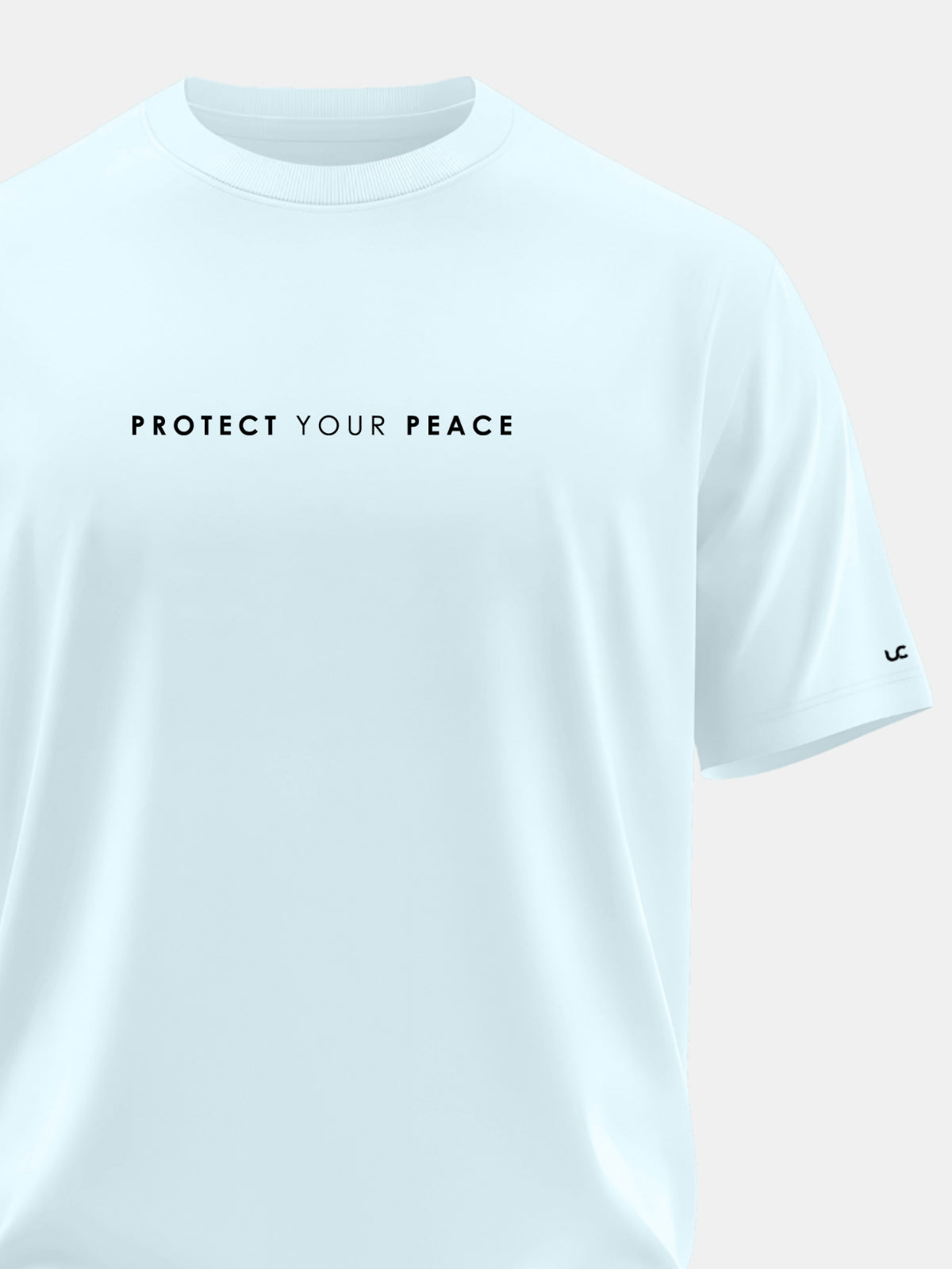 Solid Men's Premium Muscle Fit Cotton Crew T-shirt Protect your peace Bubble Blue