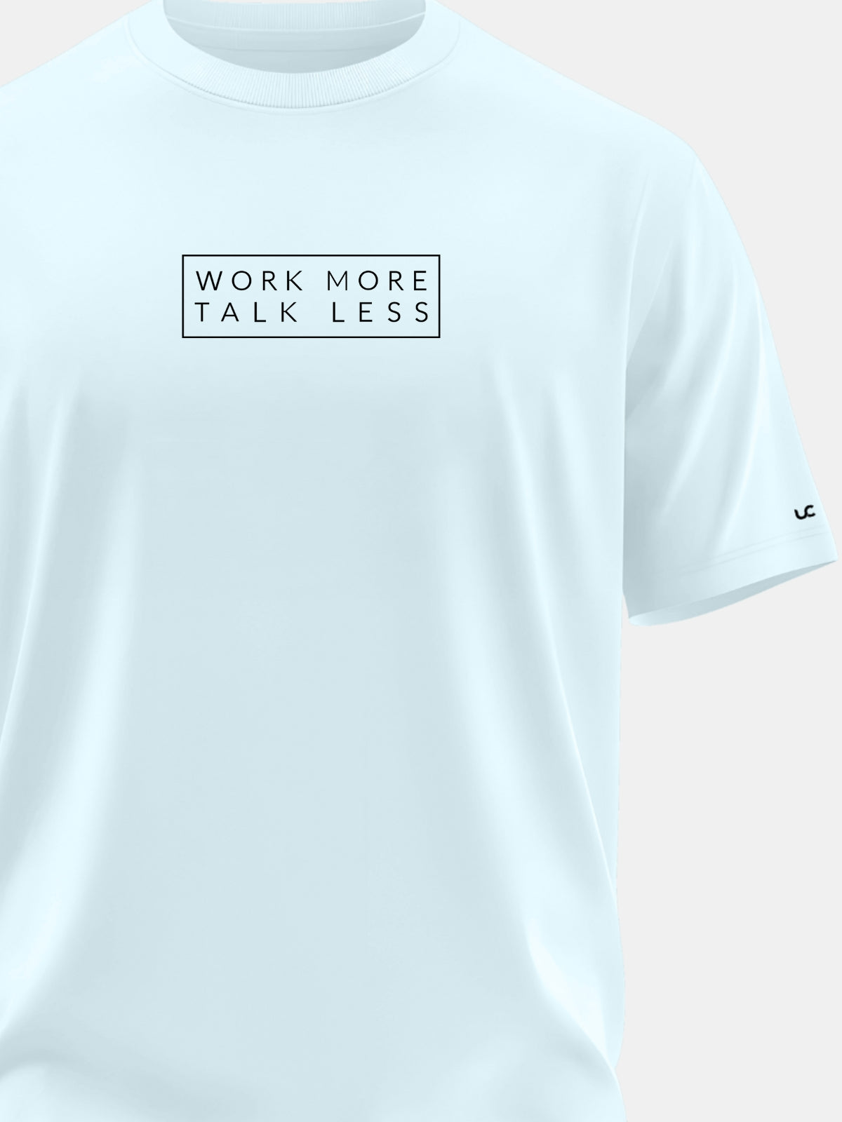 Solid Men's Premium Muscle Fit Cotton Crew T-shirt Work More Talk Less Bubble Blue
