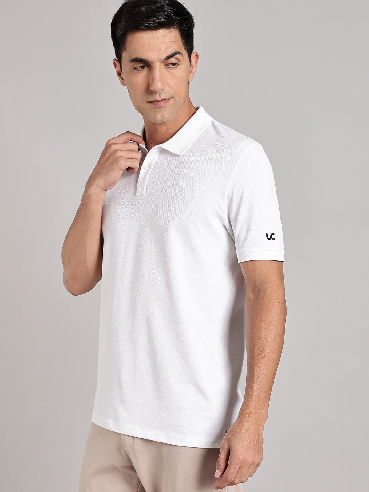 Solid Men's Soft Premium 100% Cotton Polo T-Shirt Iconic White
