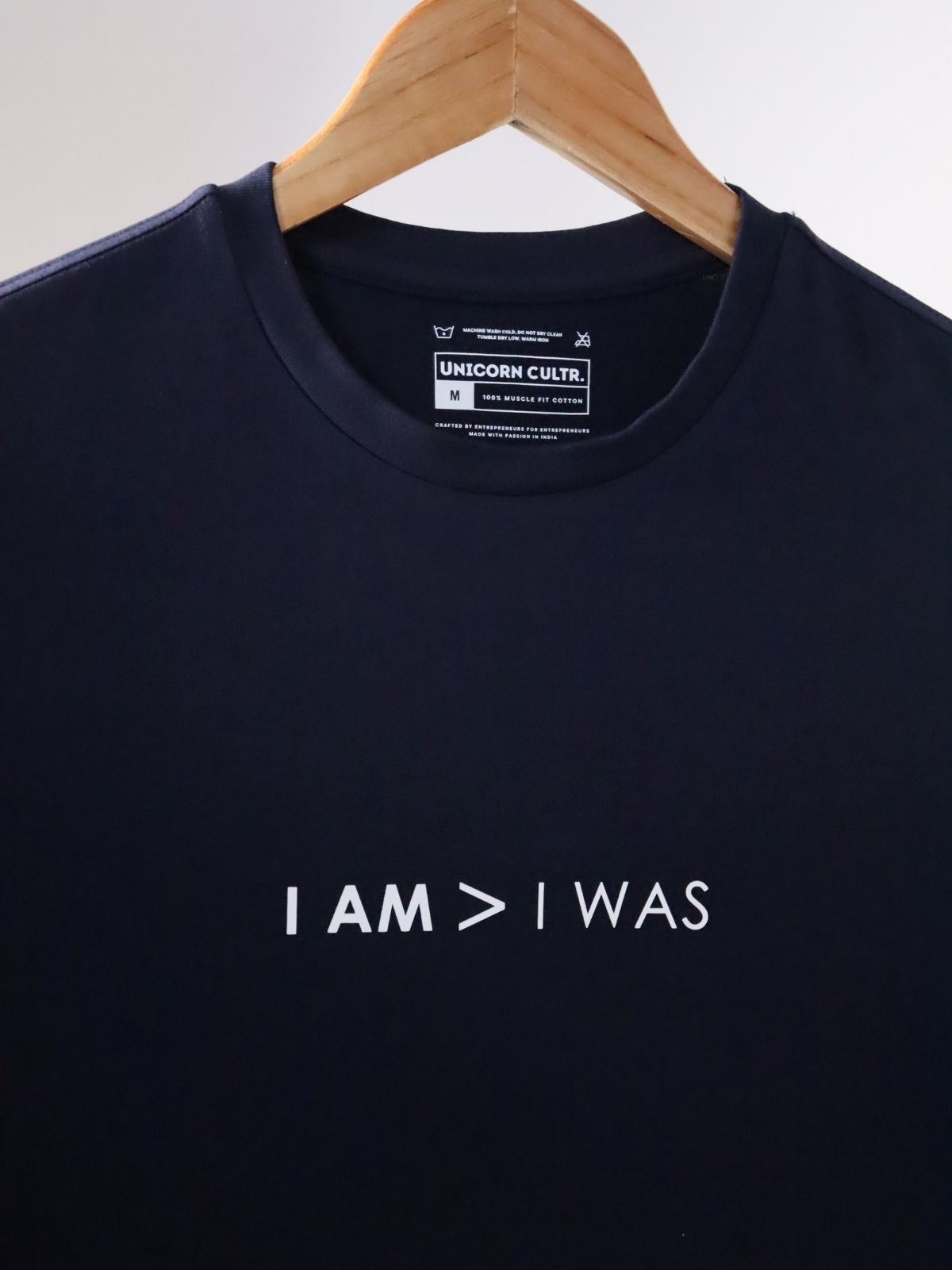 Solid Men's Premium Muscle Fit Cotton Crew T-Shirt I Am > I Was Novel Navy