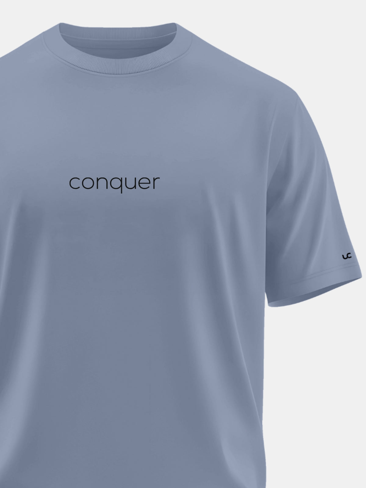 Solid Men's Soft Premium 100% Cotton Crew T-Shirt Conquer Deadline Blue