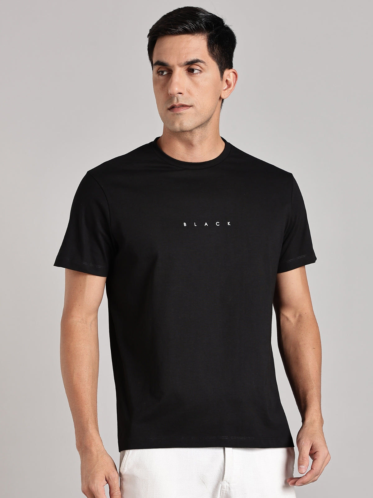 Solid Men's Premium Muscle Fit Cotton Crew T-shirt Black Brave Black