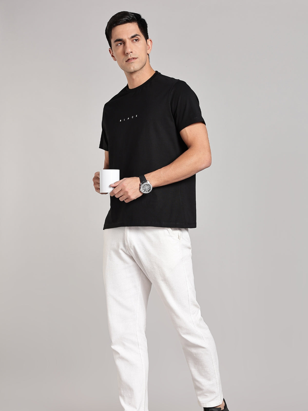 Solid Men's Premium Muscle Fit Cotton Crew T-shirt Black Brave Black