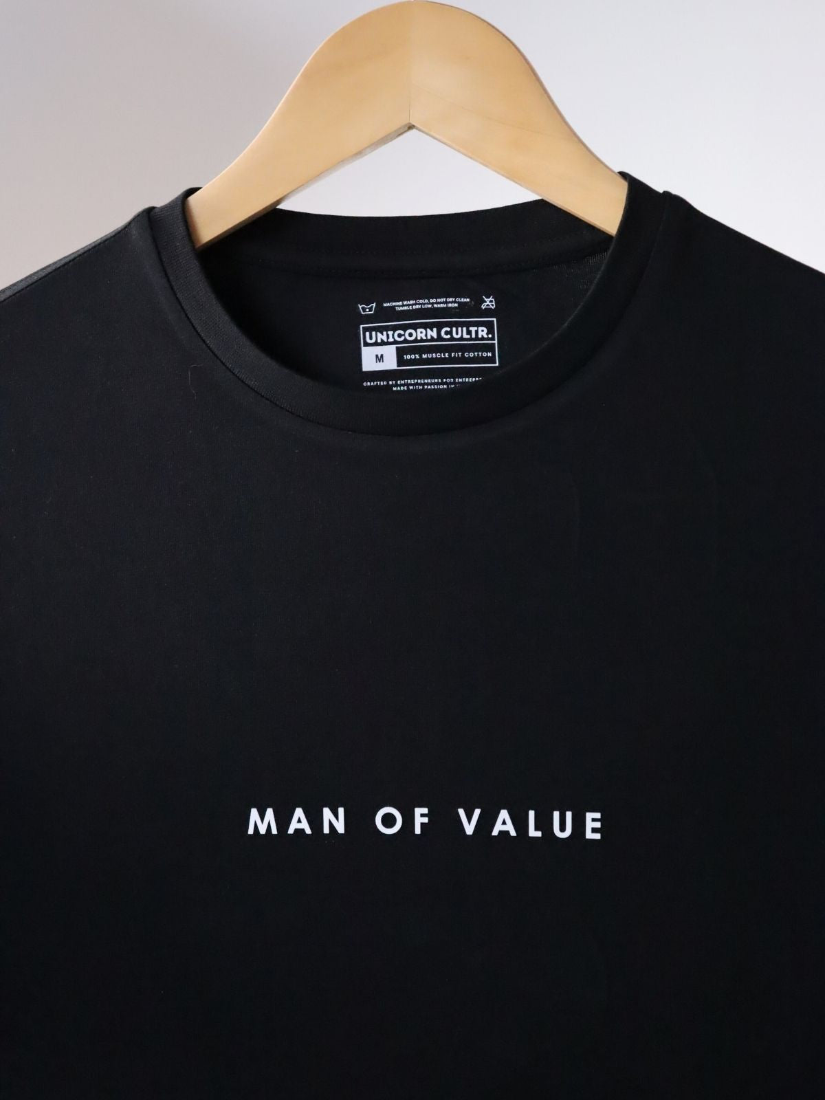 Solid Men's Premium Muscle Fit Cotton Crew T-shirt Man Of Value Brave Black