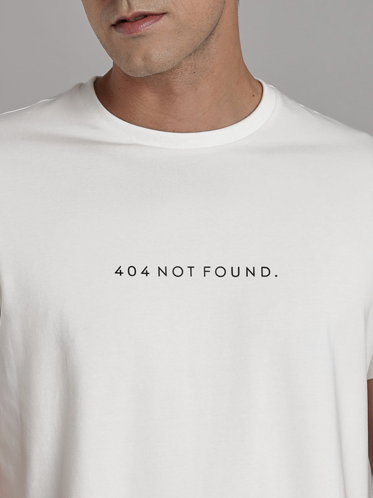 Solid Men's Premium Muscle Fit Cotton Crew T-shirt 404 Not Found Chalk White