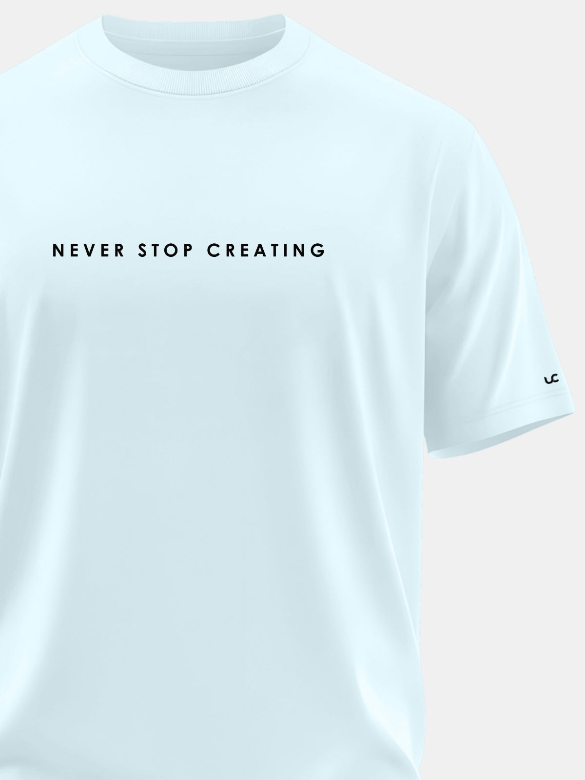Solid Men's Premium Muscle Fit Cotton Crew T-Shirt Never Stop Creating Bubble Blue