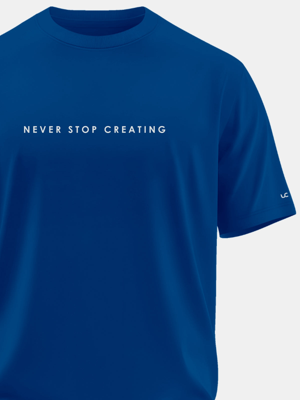 Solid Men's Premium Muscle Fit Cotton Crew T-Shirt Never Stop Creating Airforce Blue